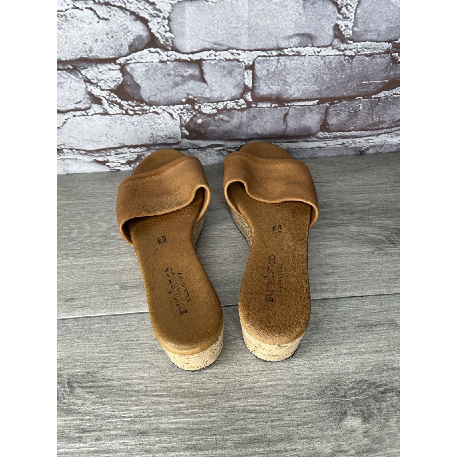 Sundae School Sundance Brown Leather Tan Wedge Cork Platform Sandals Slide Size US 6 / IT 36 - 16 Thumbnail