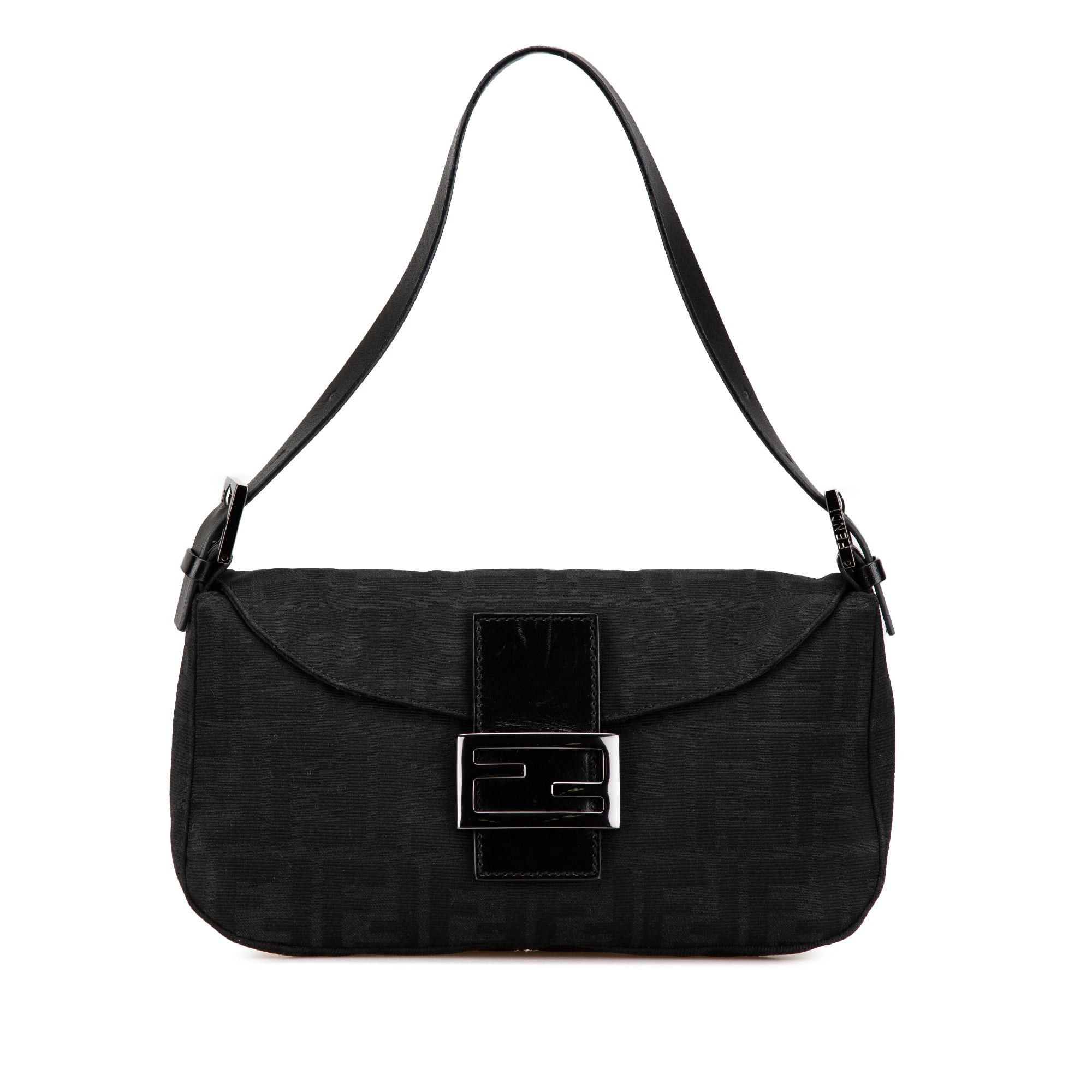 Fendi Fendi Zucca Canvas Double Flap Shoulder Bag Black Size ONE SIZE - 1 Thumbnail