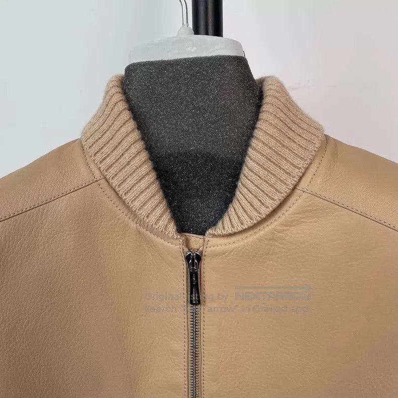 Hermes Hermes 23S Beige Pig Nose Knit Sleeve Patchwork Leather Ja Size XS / US 0-2 / IT 36-38 - 3 Thumbnail