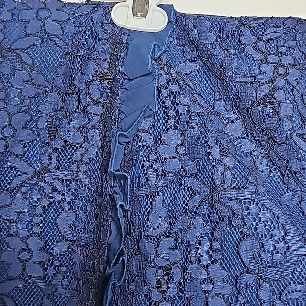 The Unbranded Brand NWOT Eloquii blue floral lace A-line skirt ruffles sz 22 Size 22" - 3 Thumbnail