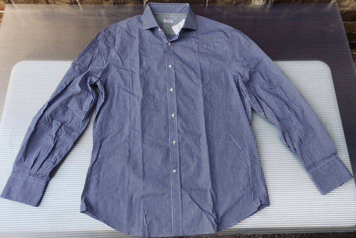 Brunello Cucinelli Brunello Cucinelli 🇮🇹 Blue Summer Gingham Shirt XXXL NWT Size US XXL / EU 58 / 5 - 13 Thumbnail