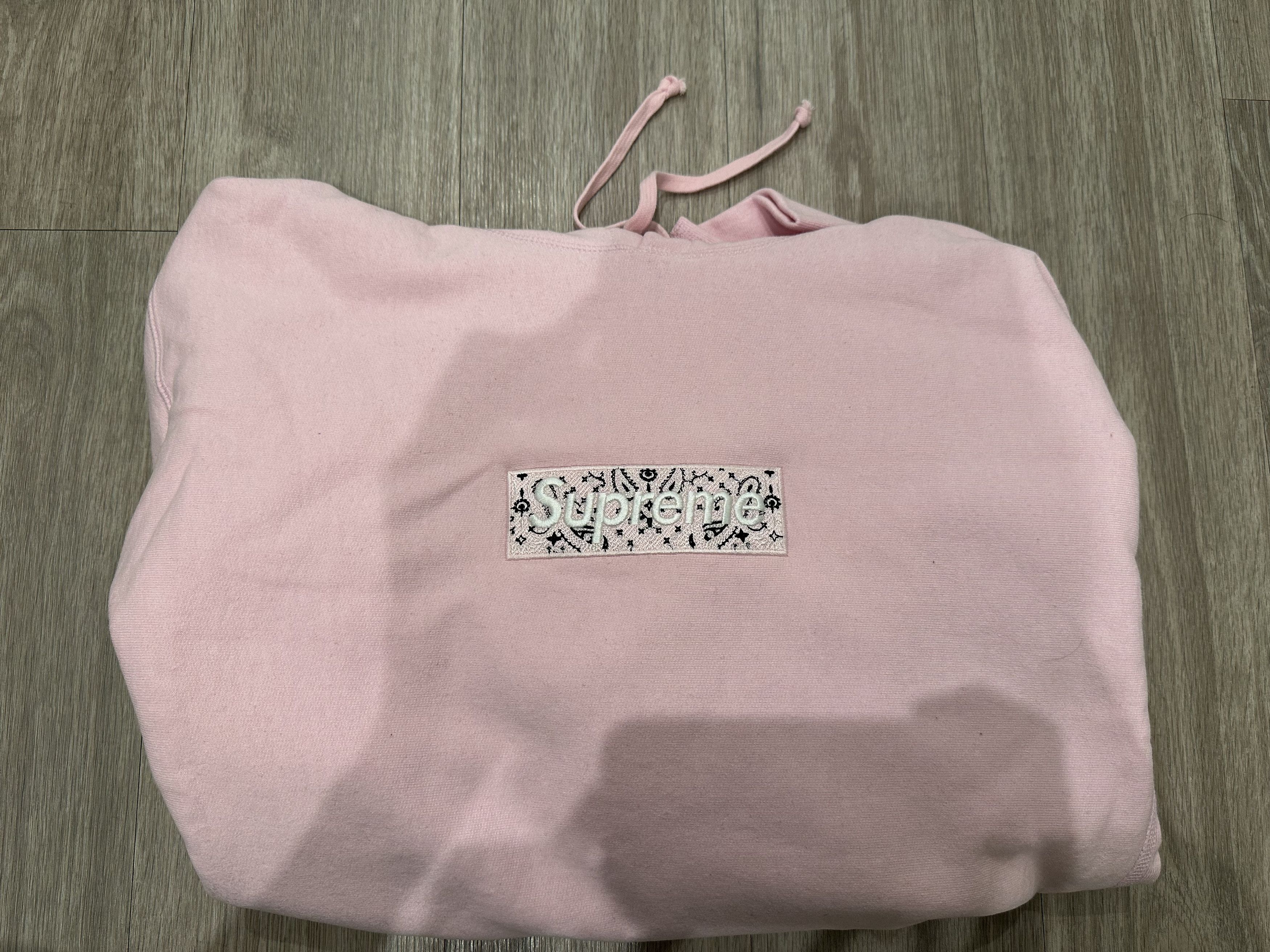 image of Supreme Bandana Box Logo Hoodie Pink, Men's (Size XL)