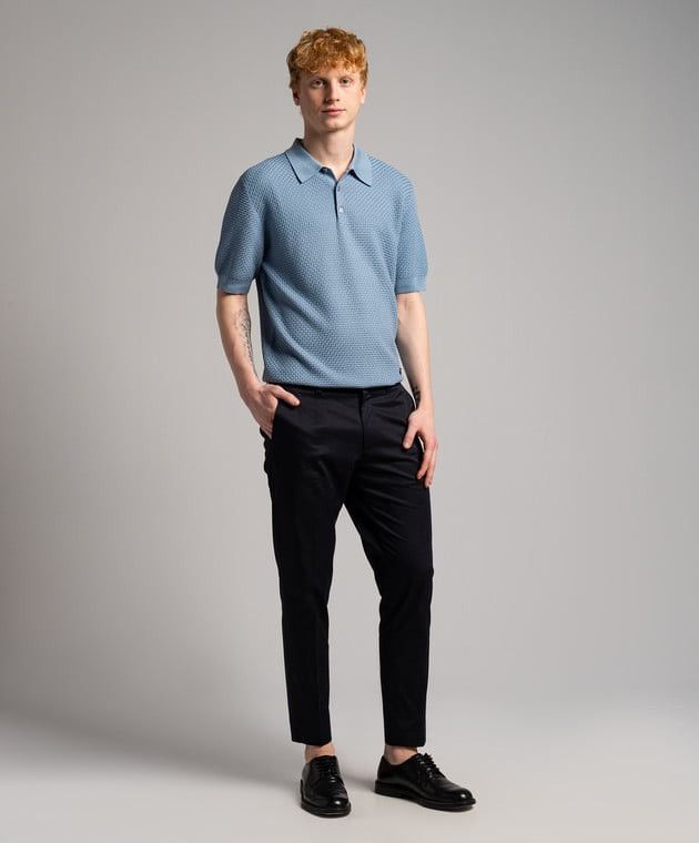 Dolce & Gabbana Dolce Gabbana Textured Knitt Polo Blue Mens Metal Logo DG Size US L / EU 52-54 / 3 - 3 Thumbnail