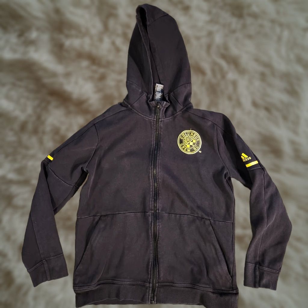 Adidas VINTAGE? No. Adidas Columbus Crew SC Soccer Full Zip Hoodie Jacket Black Boys Large Size US L / EU 52-54 / 3 - 1 Thumbnail