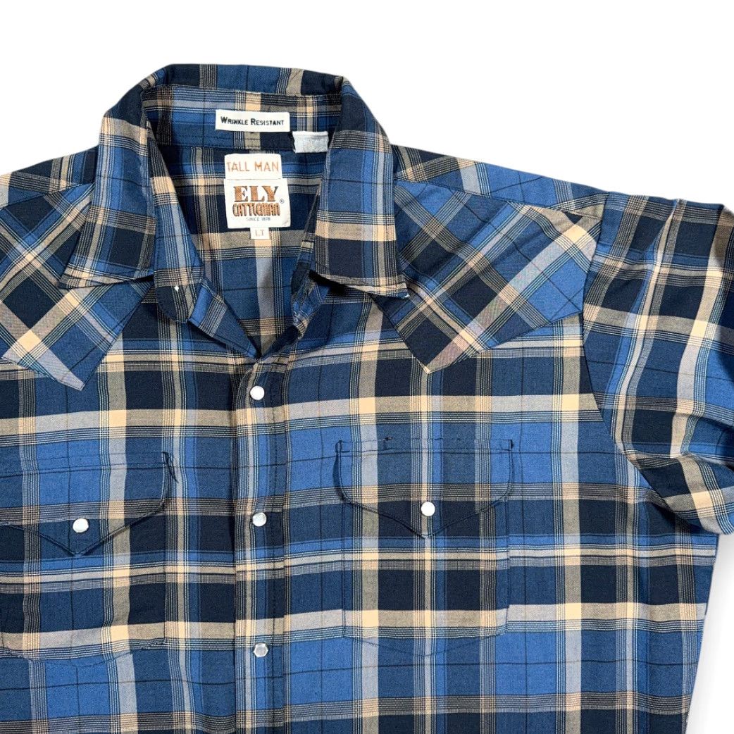 Vintage VINTAGE Ely Cattleman Western Shirt Mens Large Tall Blue Plaid Pearl Snap 90s Long Sleeve Button-Up Size US L / EU 52-54 / 3 - 2 Thumbnail