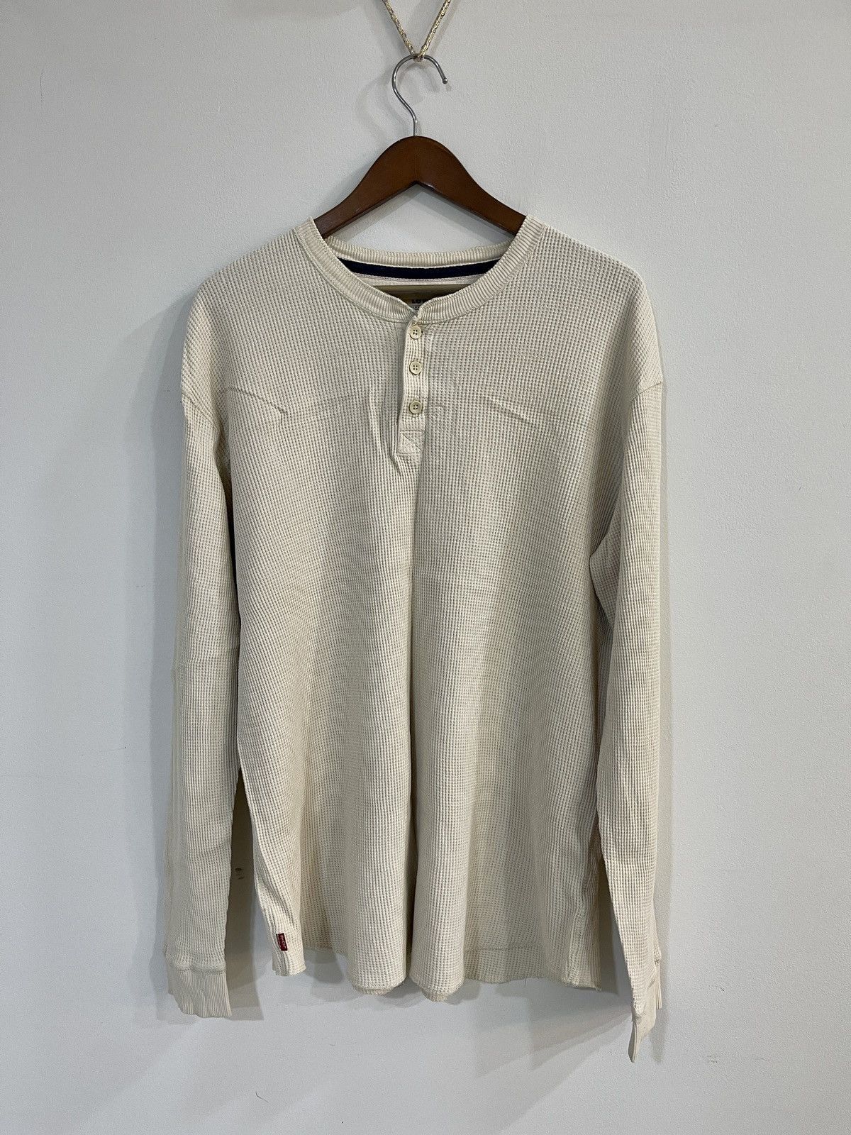 Levi's VINTAGE LEVIS COTTON LONG SLEEVE HENLEY SHIRT OATMEAL BROWN Size US XXL / EU 58 / 5 - 3 Thumbnail
