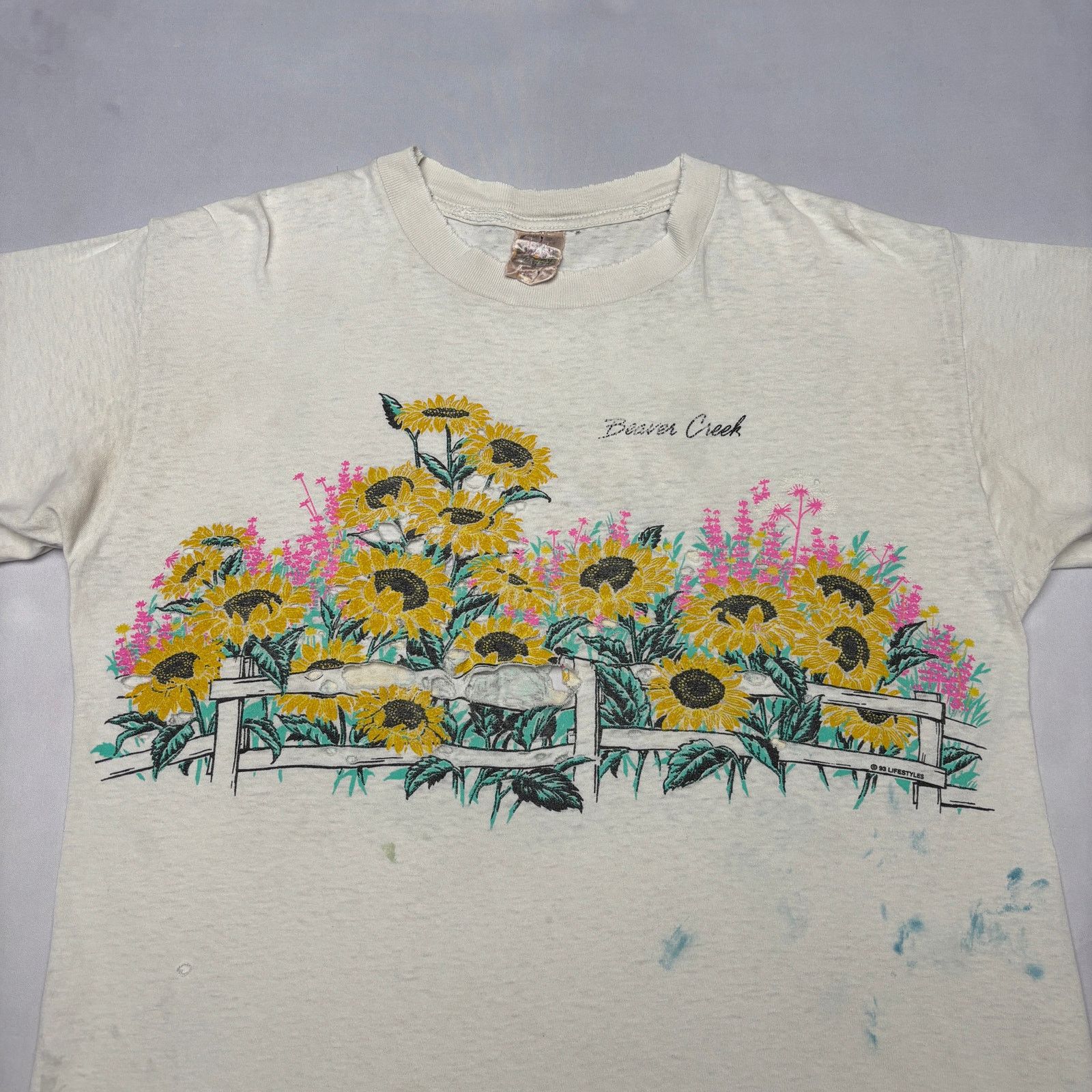 Vintage Vintage 90s Beaver Creek Sunflower Shirt 22x28 Distressed Size US L / EU 52-54 / 3 - 2 Thumbnail