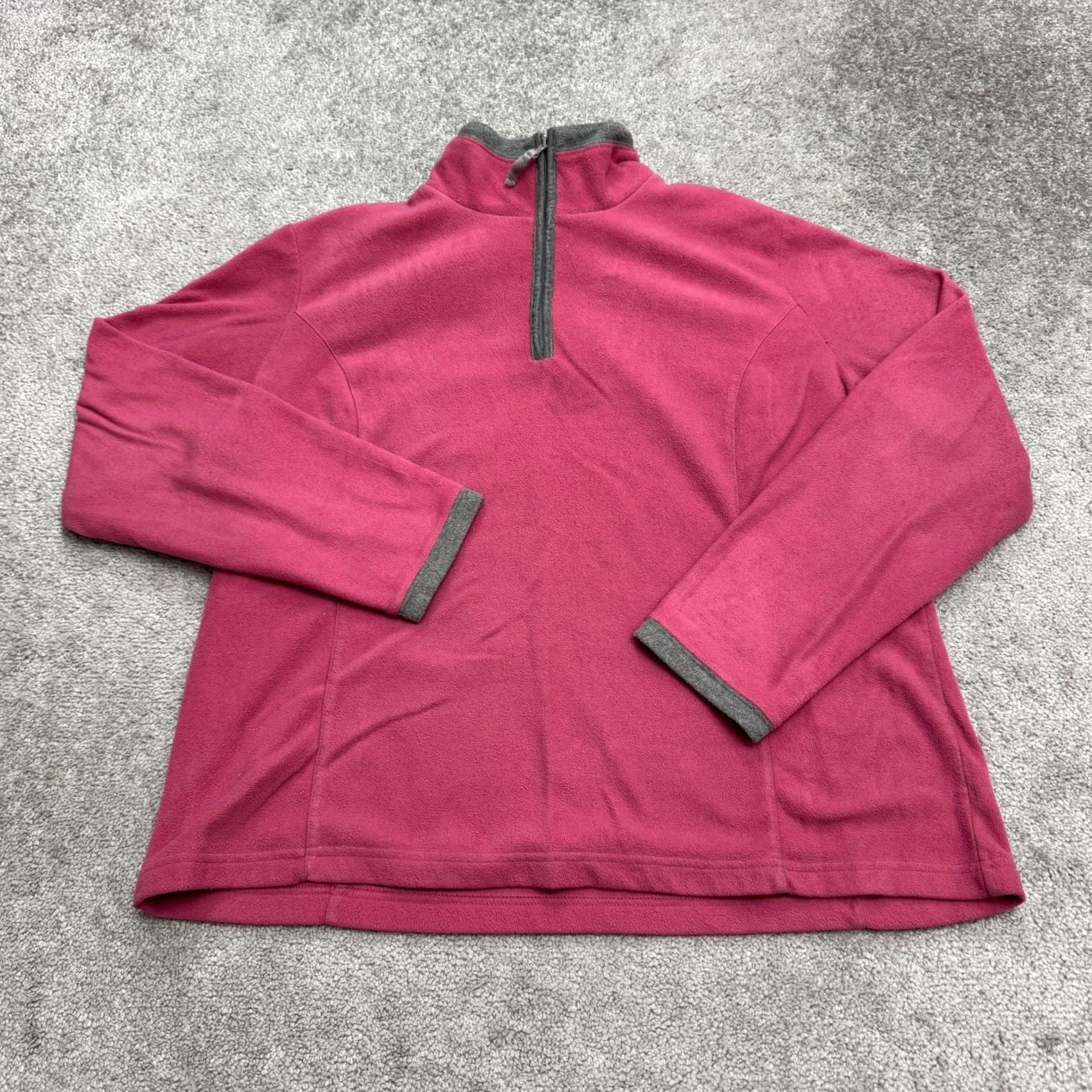Pinko SB Active Fleece 1/4 Zip Pullover Jacket Womens XL Pink Gray Mock Neck Outdoor Shirt Mens? Size XL / US 12-14 / IT 48-50 - 2 Thumbnail