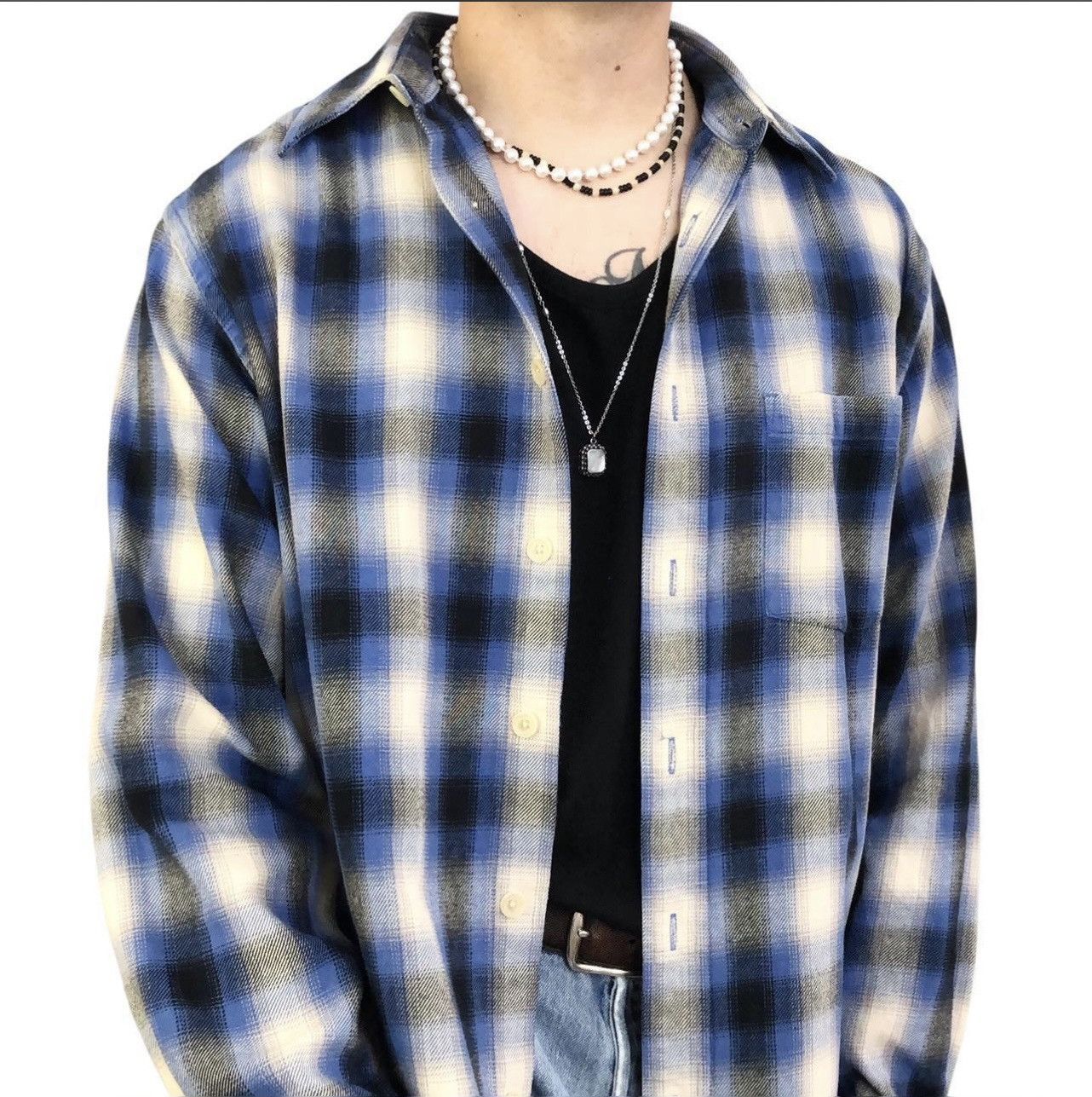 Gap Gap blue plaid cropped flannel shirt Size US M / EU 48-50 / 2 - 1 Thumbnail