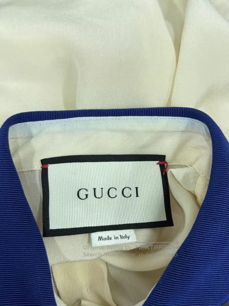 Gucci Gucci Beige bee embroidery pearl buckle tie shirt Size S / US 4 / IT 40 - 3 Thumbnail
