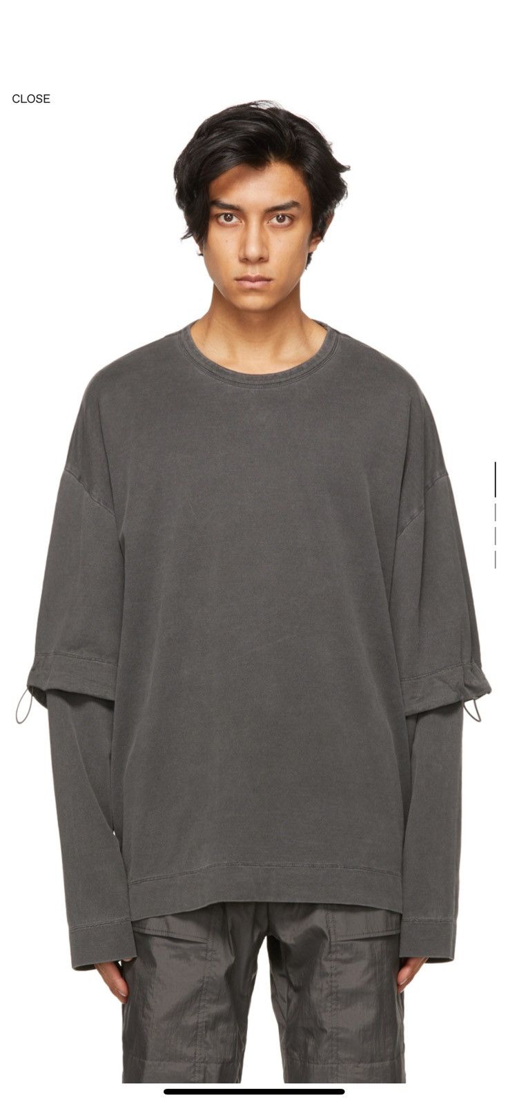 Juun.J Grey Double Sleeve Long Sleeve T-Shirt