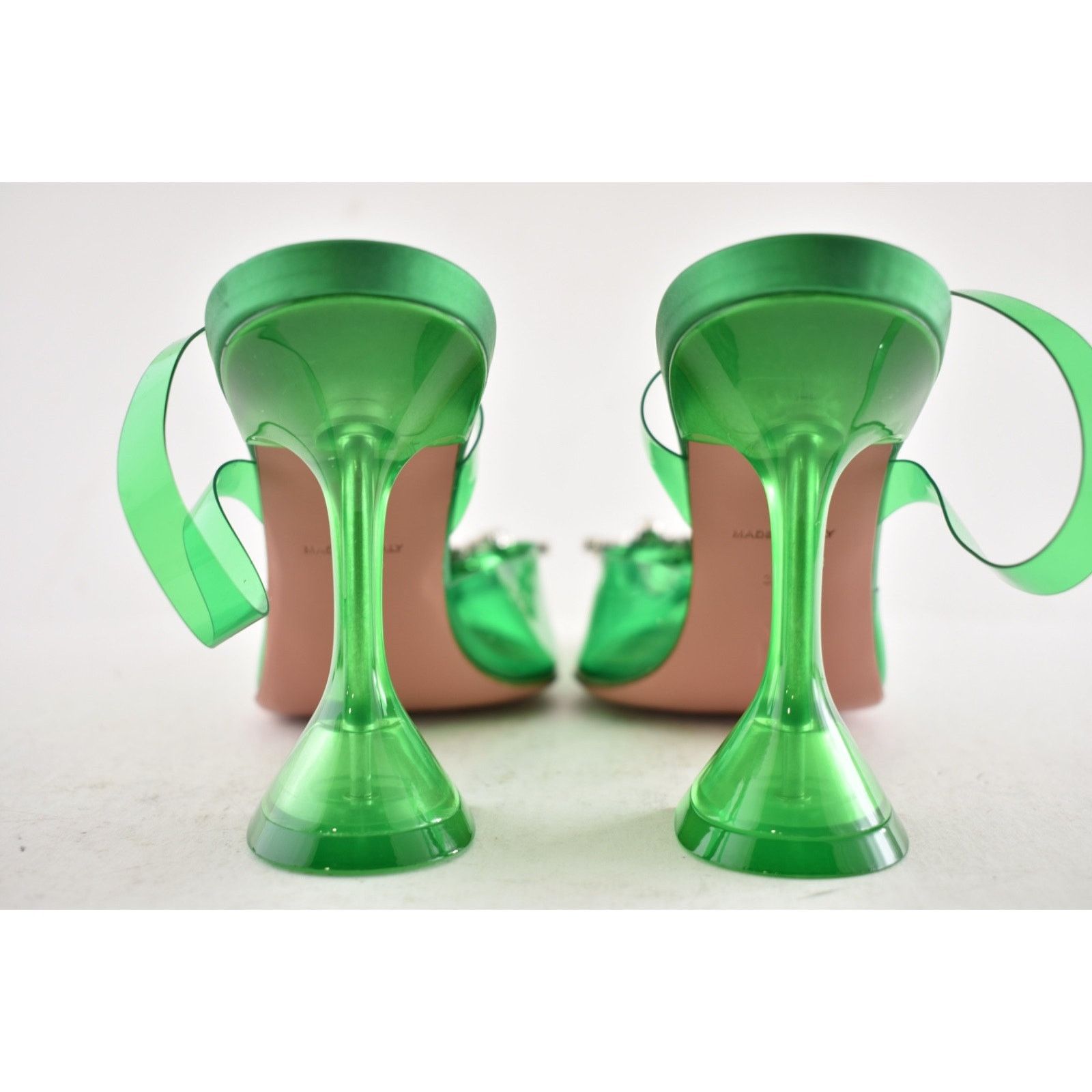 Amina Muaddi Amina Muaddi 95 Begum Glass PVC Green Clear Sling Size US 6.5 / IT 36.5 - 14 Thumbnail