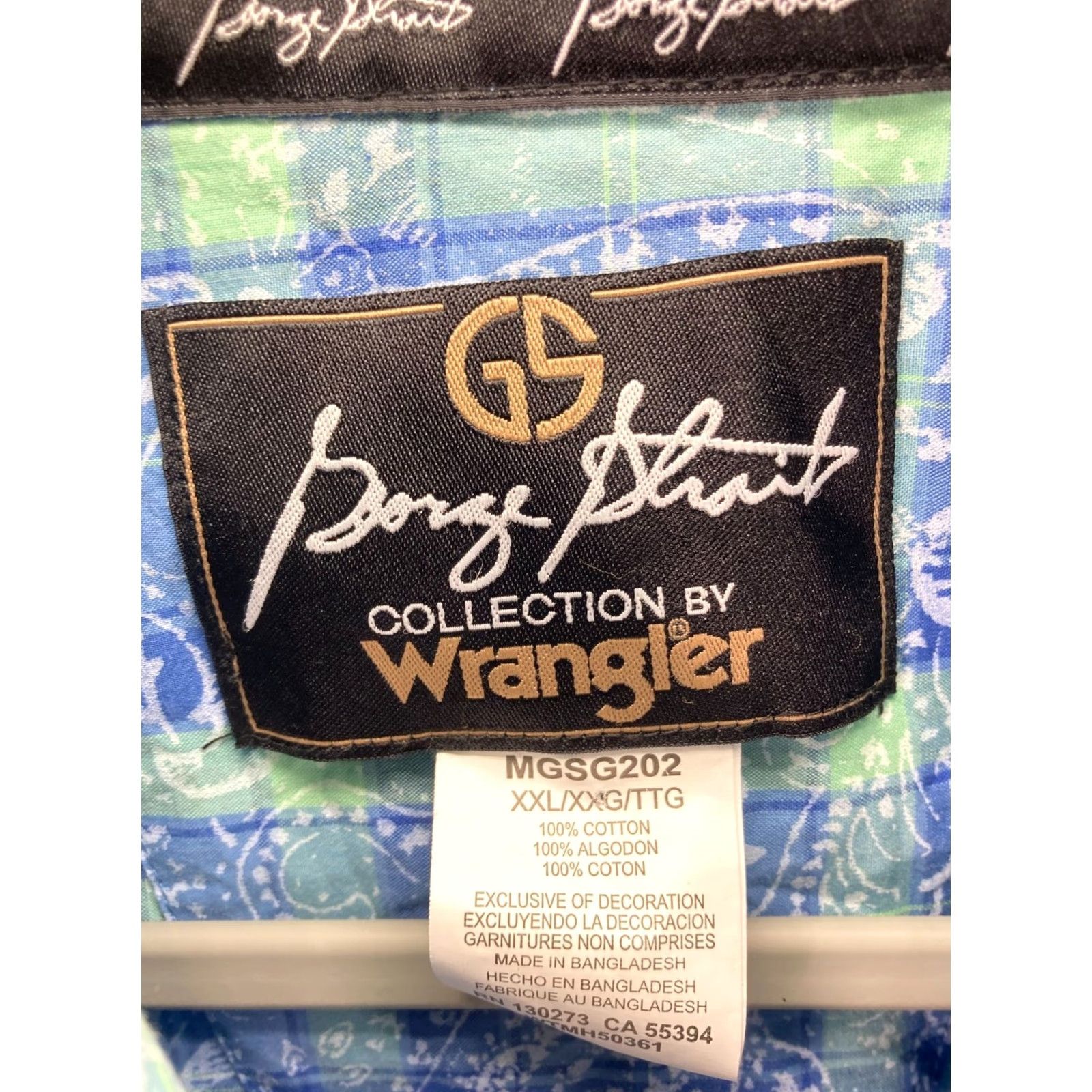 Wrangler VINTAGE Wrangler George Strait Button-Down Shirt Mens 2XL Blue Plaid Paisley Long Sleeve Size US XXL / EU 58 / 5 - 7 Thumbnail