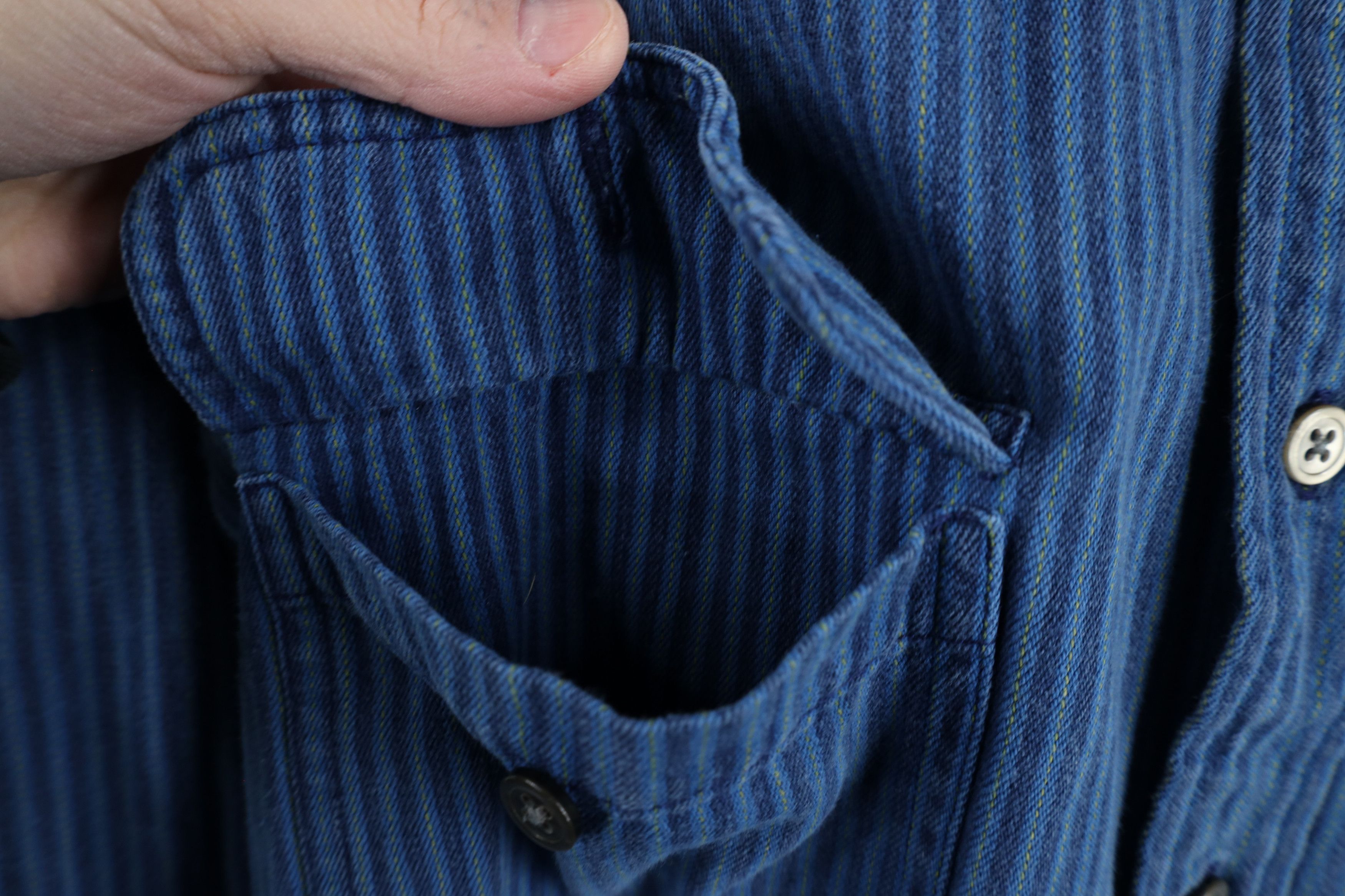 Vintage Vintage 90s Streetwear Denim Striped Button Shirt Blue Size US M / EU 48-50 / 2 - 7 Thumbnail