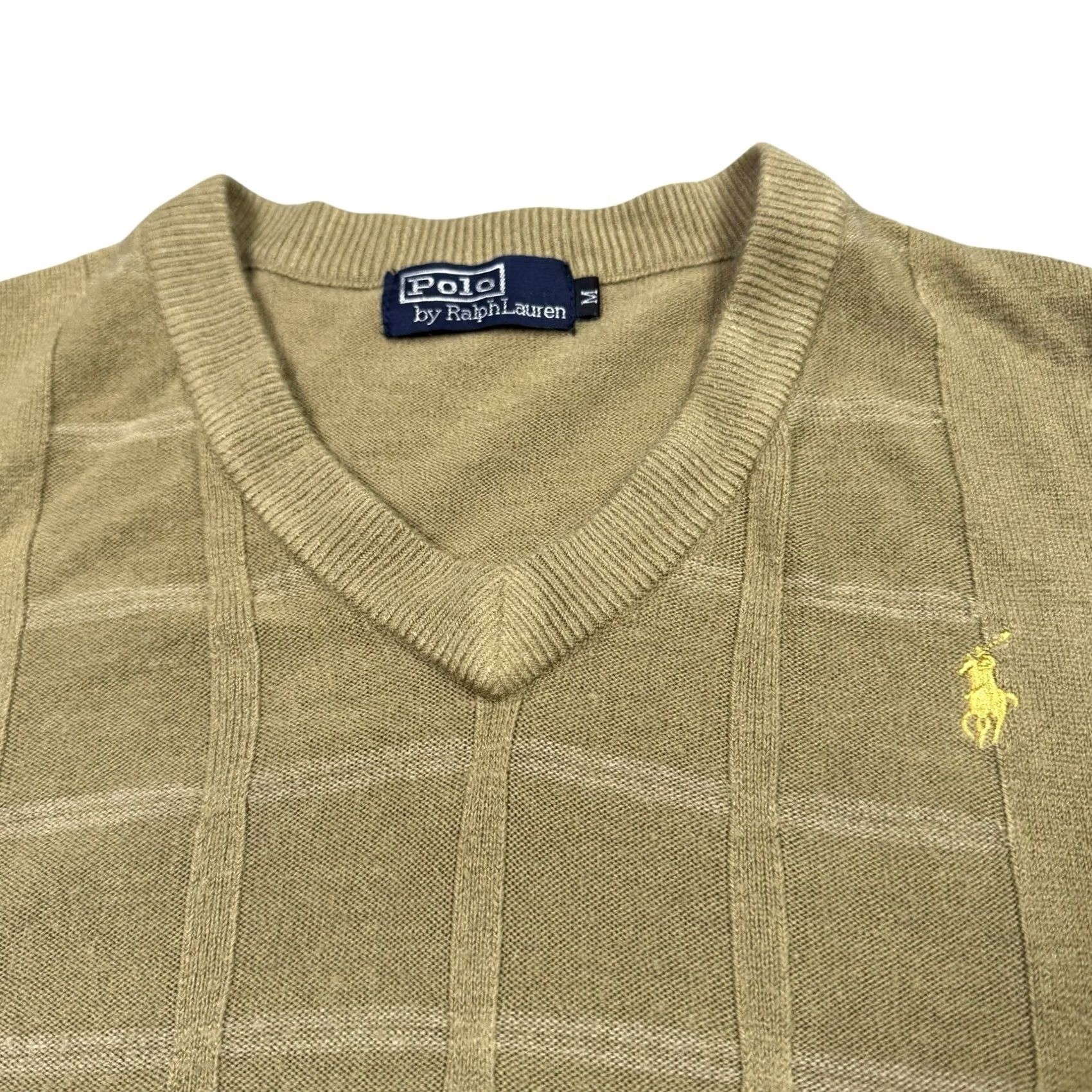 Polo Ralph Lauren VINTAGE Polo Ralph Lauren Vest Mens M Sweater Pullover V-Neck Windowpane Knit Brown Geometric 80s 90s Classic Preppy England Wool Sleeveless Size US M / EU 48-50 / 2 - 2 Thumbnail