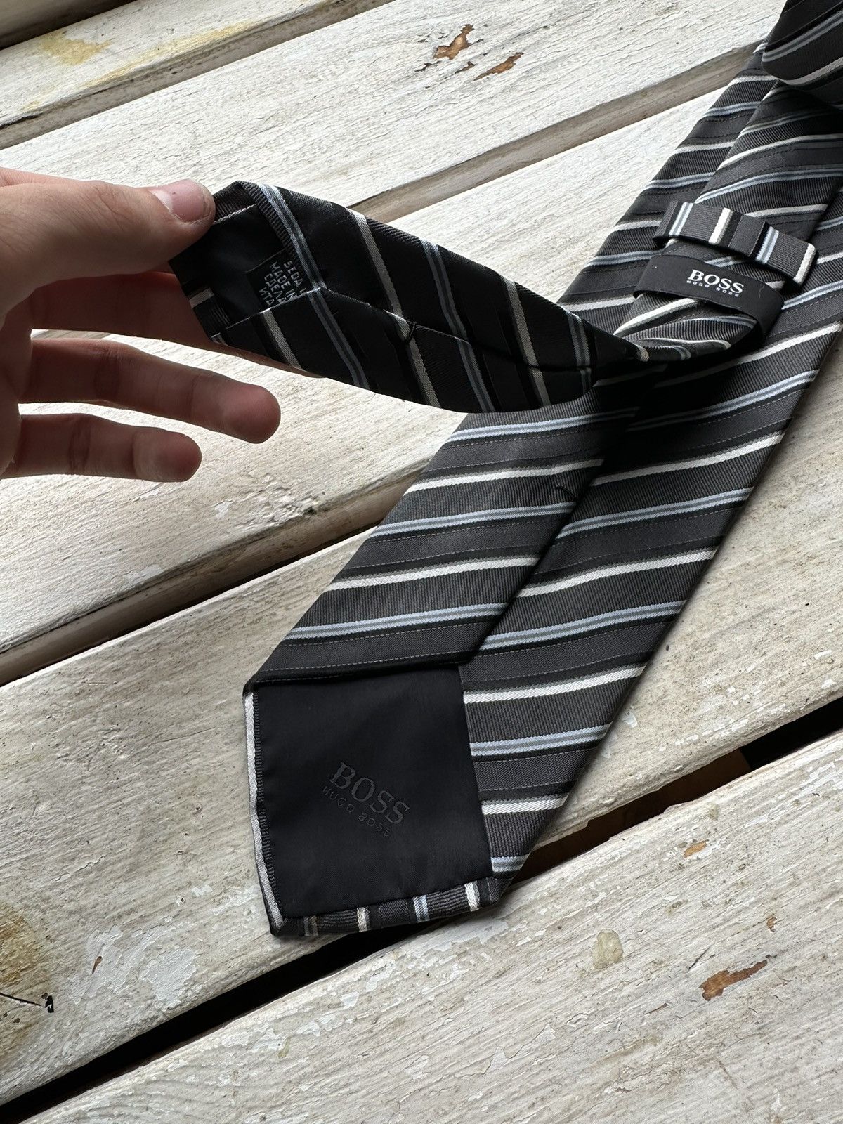 Designer × Hugo Boss 🚨RARE Hugo Boss Tie old money style Blue luxury monogram Size ONE SIZE - 4 Thumbnail