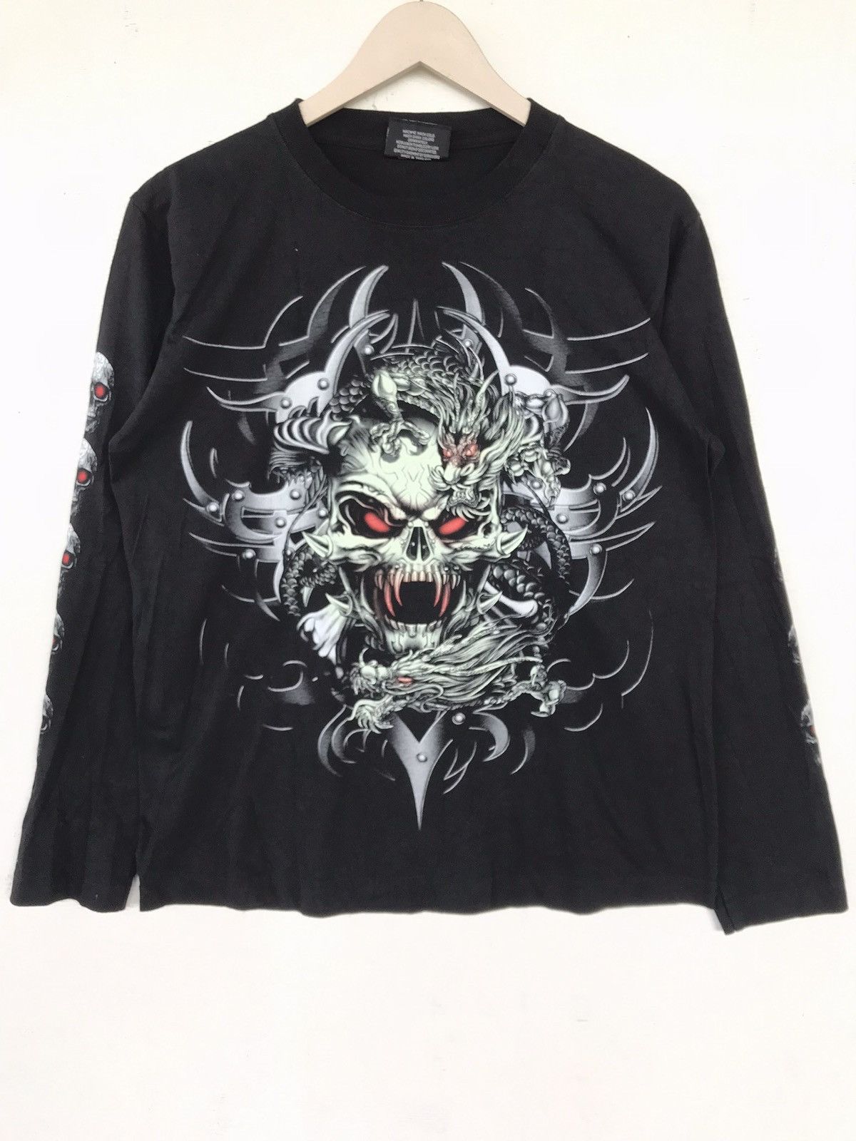 Japanese Brand × Other × Vintage Vintage Black Long Sleeve T shirt Glow in the Dark Size US M / EU 48-50 / 2 - 1 Thumbnail
