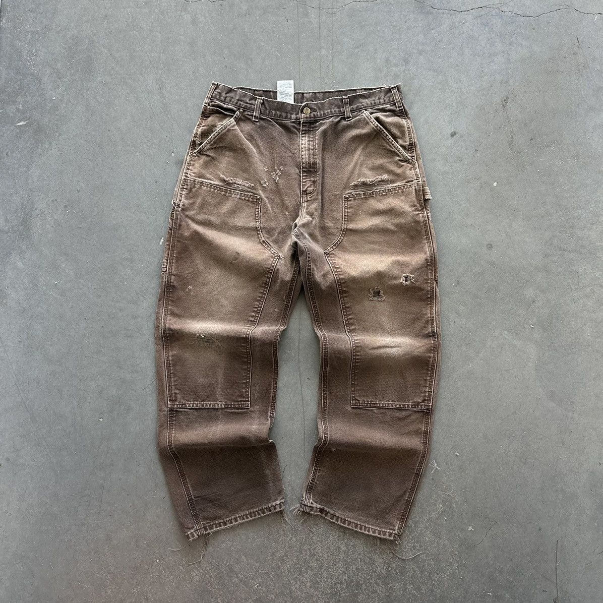 image of Avant Garde x Carhartt Crazy Vintage Carhartt Double Knee Pants Faded Distressed in Brown (Size 36)