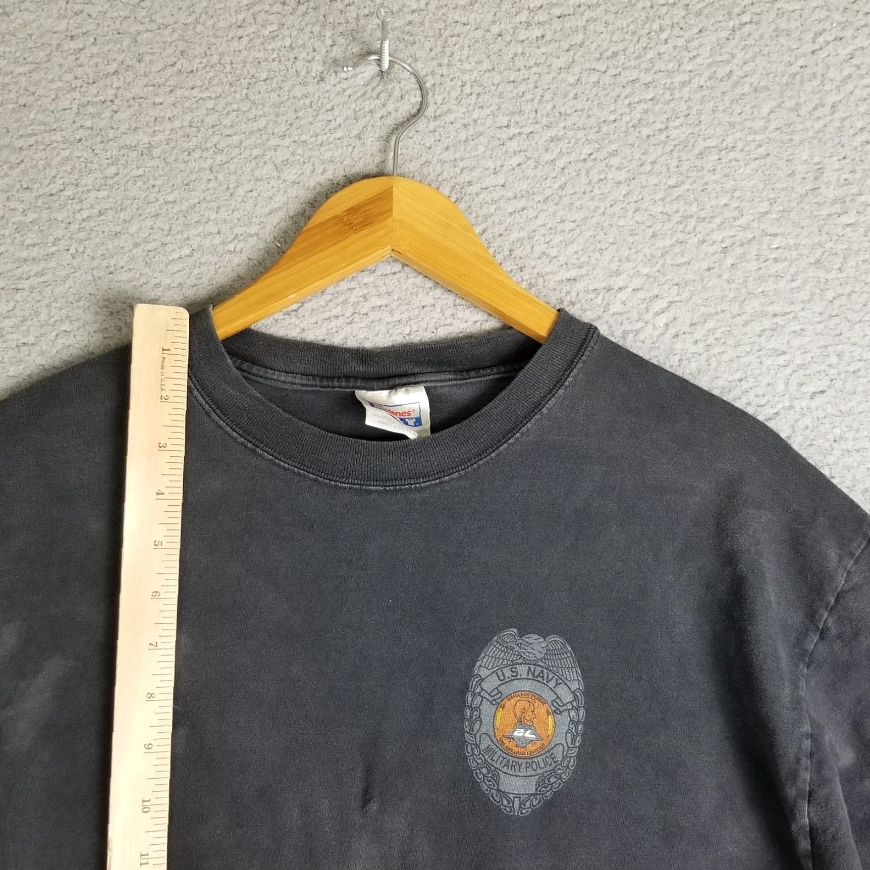 Vintage VINTAGE Police US Navy Grunge Shirt Adult Large Long Sleeve Black 90s Military Mens Size US L / EU 52-54 / 3 - 5 Thumbnail