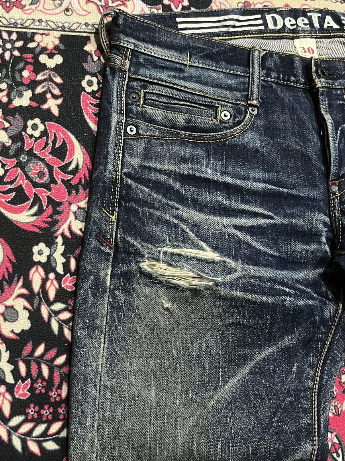 Japanese Brand ⚡️Insane⚡️Vintage Japanese DeeTA Heavy Whisker Selvedge Jeans Size US 30 / EU 46 - 7 Thumbnail