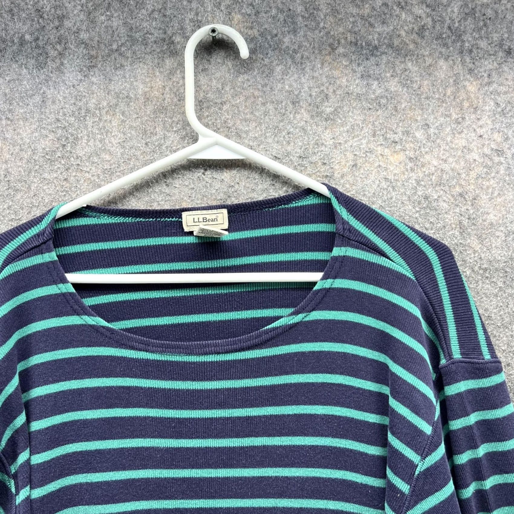 Vintage .L. Bean Shirt Women Extra Large Black Blue Striped Regular Fleece Knit Top Size XL / US 12-14 / IT 48-50 - 6 Thumbnail