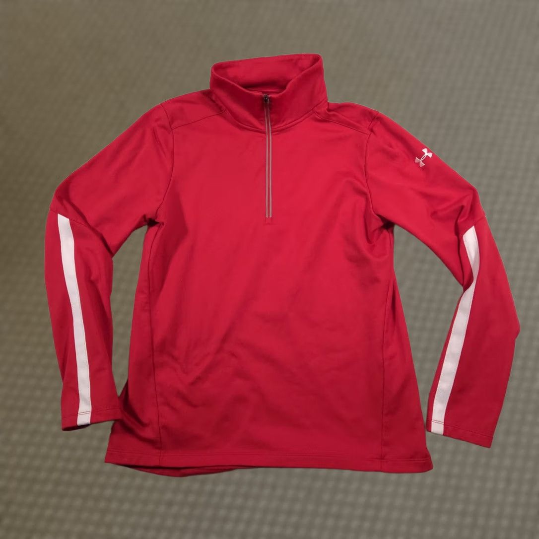 Under Armour Under Armour Pullover Mens M Red 1/4 Zip Mock Neck Long Sleeve Loose Fit Training Shirt Size US M / EU 48-50 / 2 - 1 Thumbnail