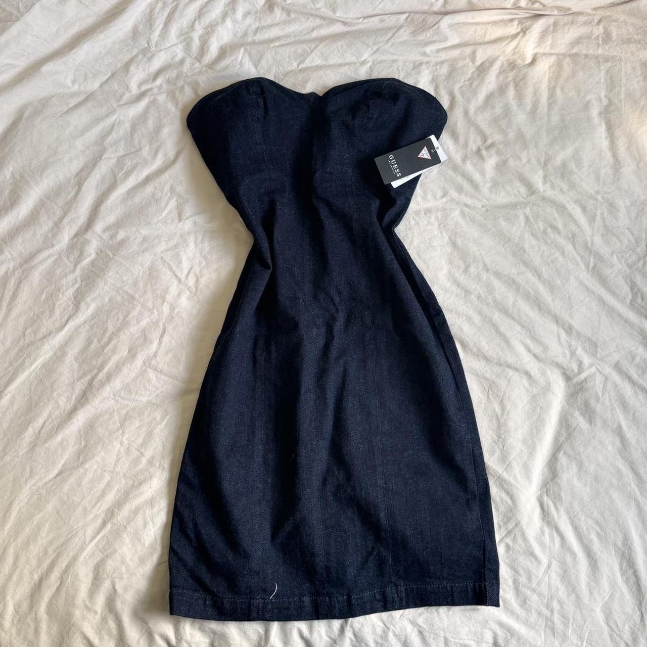 Guess Navy blue denim sweetheart neckline bodycon mini dress Size S / US 4 / IT 40 - 1 Thumbnail