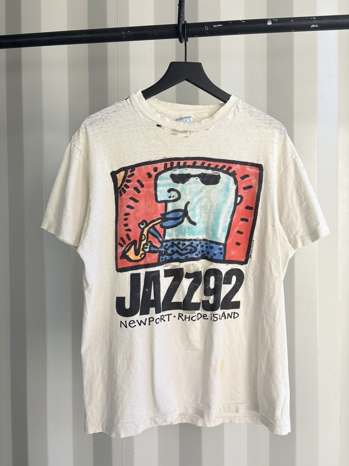 Vintage Vintage Jazz 92 Shirt Faded Distress Art Tee Grunge BAND Size US L / EU 52-54 / 3 - 1 Thumbnail