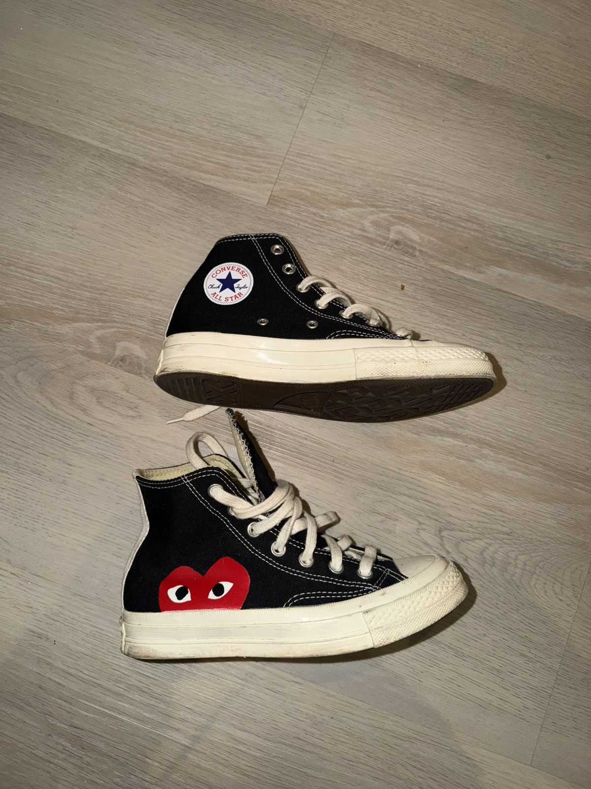Comme des Garcons PLAY × Converse Converse Large Emblem High Top Canvas Sneakers Size US 6 / IT 36 - 1 Thumbnail