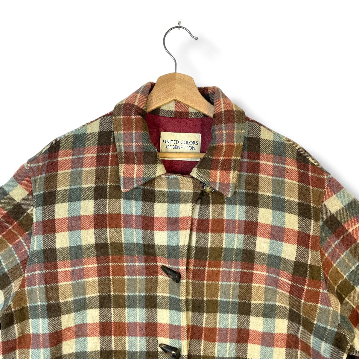 United Colors Of Benetton UNITED COLORS OF BENETTON PLAID WOOL DUFFLE JACKET Size US XL / EU 56 / 4 - 7 Thumbnail