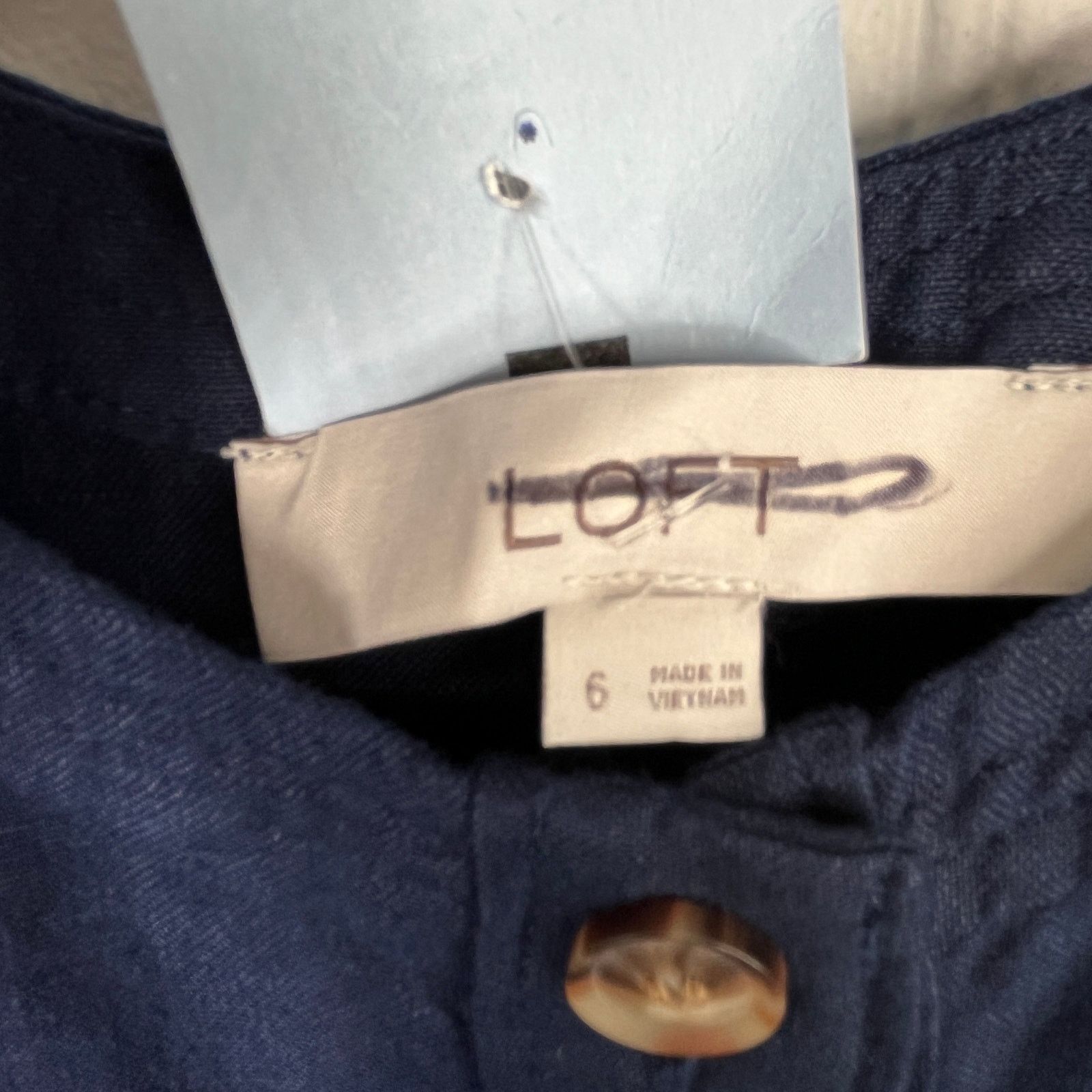 Loft Loft Navy Button Down Dress Sleeveless Woven Linen Scoop Size M / US 6-8 / IT 42-44 - 4 Thumbnail