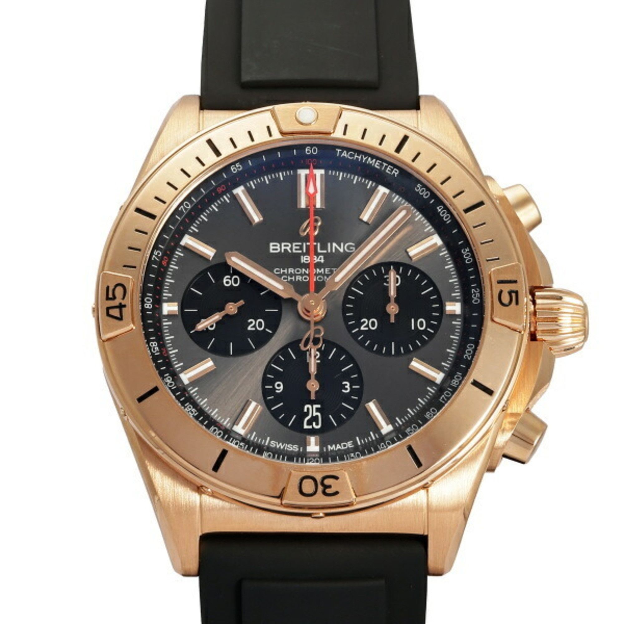 image of Breitling Chronomat B01 42 Rb0134101B1S1 Gray/black Dial Watch Men's in Black Shell