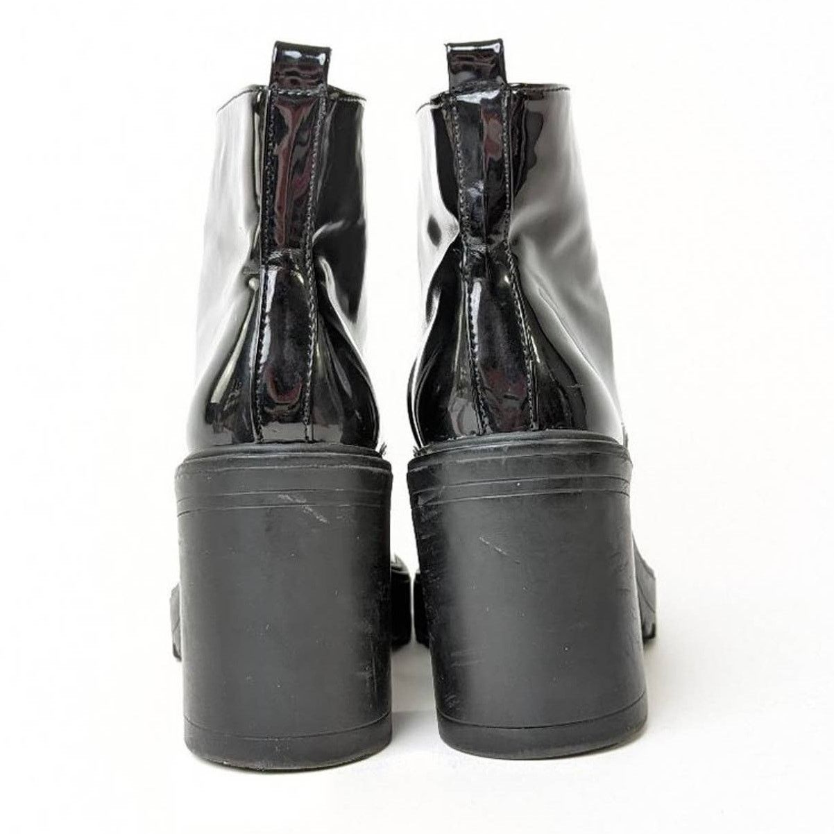 Forever 21 Goth High Heel Platform Chunky Vinyl Boots - 6 Size US 6 / IT 36 - 8 Thumbnail