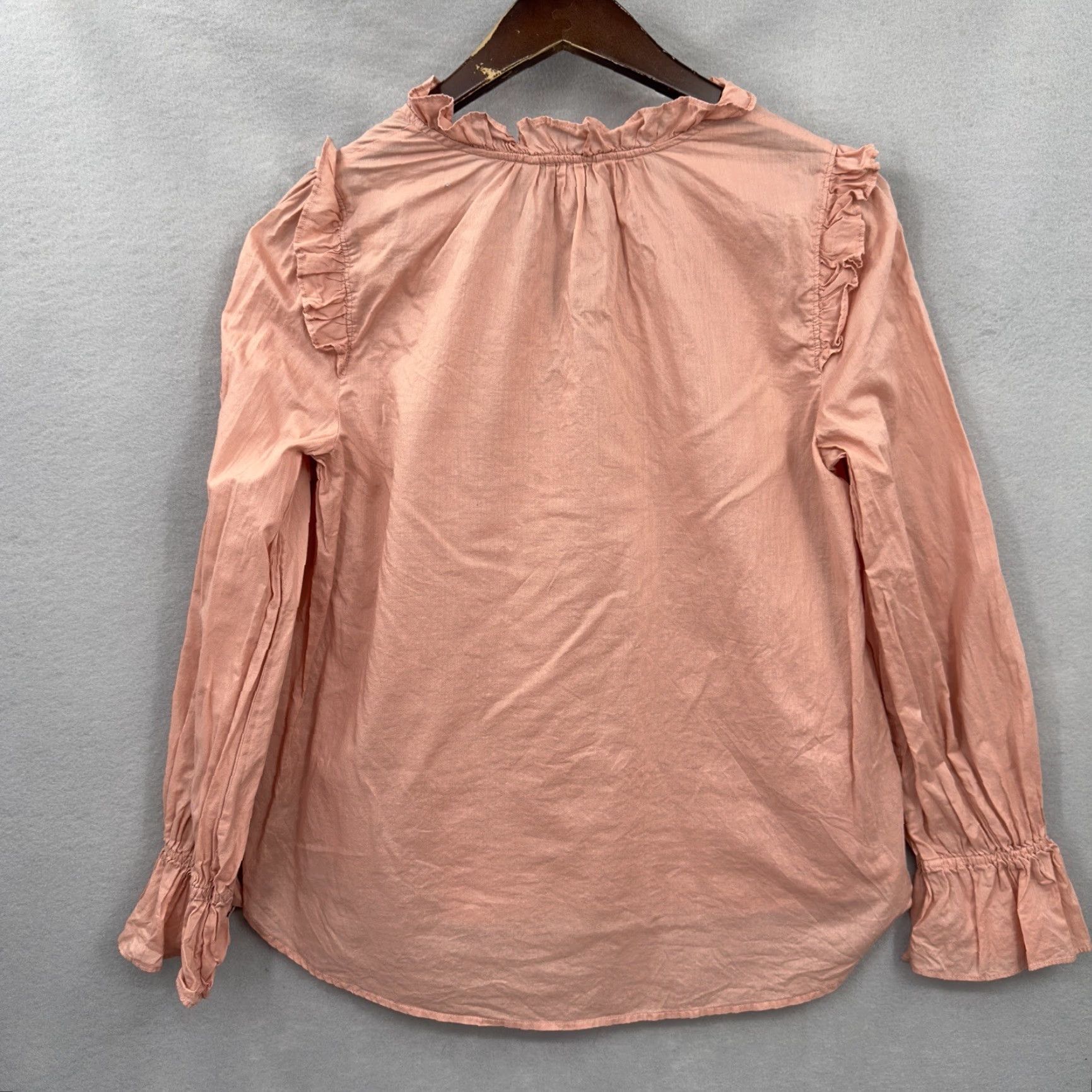 Alex Mill Alex Mill Blouse Shirt Women S Pink Rose Ruffle Peasant Casual Business Formal Workwear All Seasons Floral 100% Cotton Size S / US 4 / IT 40 - 6 Thumbnail