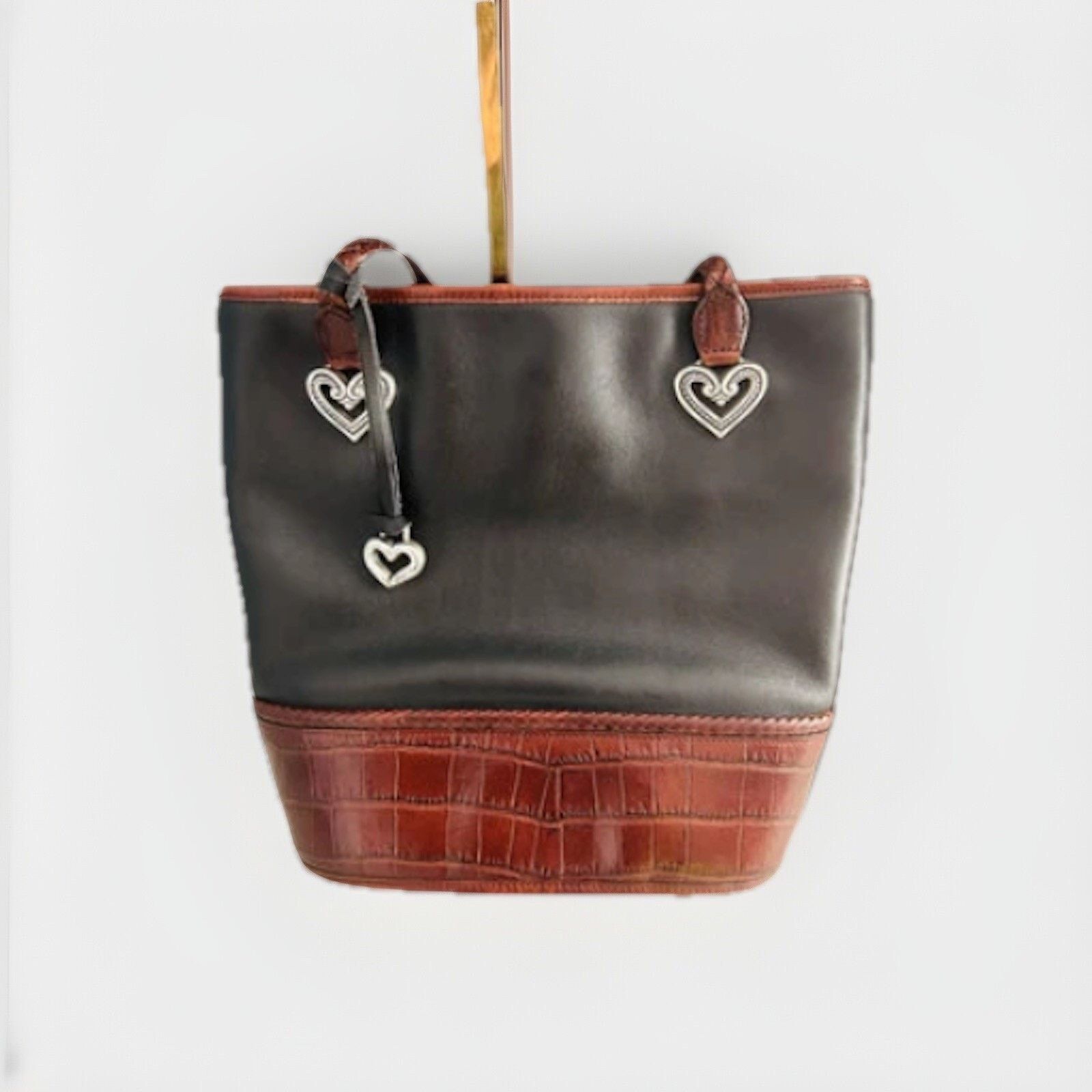 Brighton Vintage Brighton Black Leather Caroline Bag Purse Hearts Size ONE SIZE - 1 Thumbnail