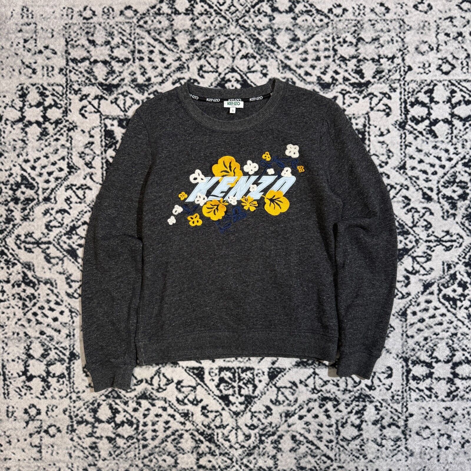 Kenzo × Vintage Vintage Kenzo Junior Gray Cotton Crewneck Size S Floral Size US S / EU 44-46 / 1 - 1 Thumbnail