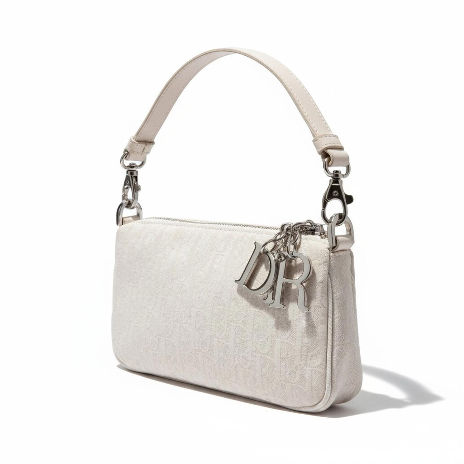 Christian Dior Monsieur Dior - White Monogram Shoulder Bag with Silver Hardware Size ONE SIZE - 1 Thumbnail
