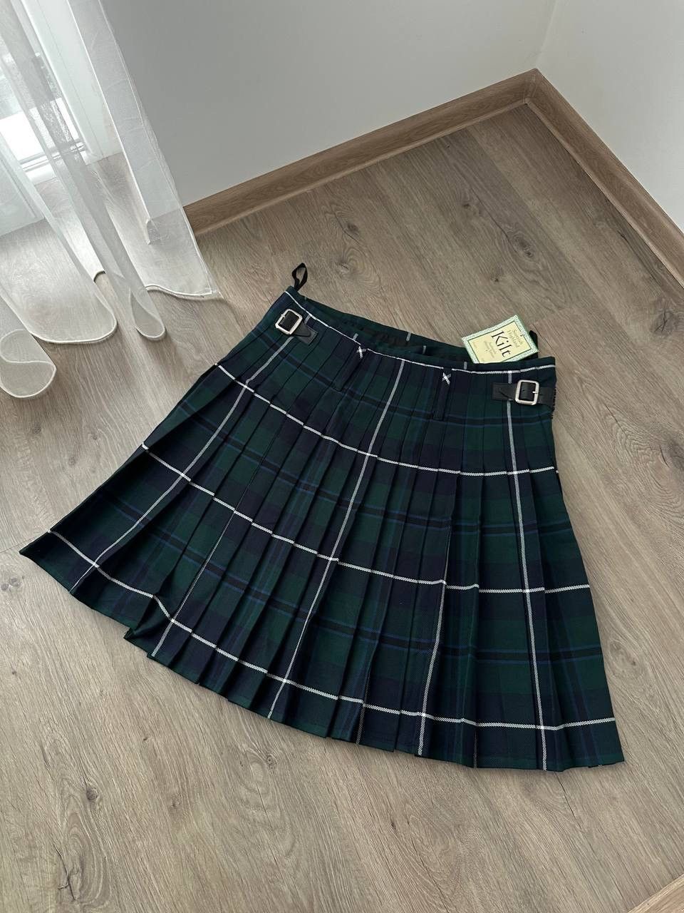 Vintage Vintage Scottish Highland Woven Green Cell Skirt Kilt Size 30" / US 8 / IT 44 - 14 Thumbnail