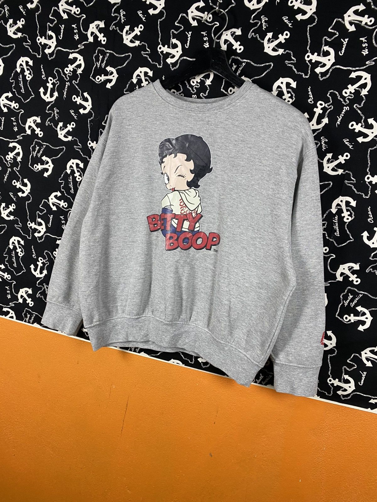 Vintage Betty Boop Graphic Crewneck Sweatshirt | Grey Cartoon Print Size US S / EU 44-46 / 1 - 6 Thumbnail