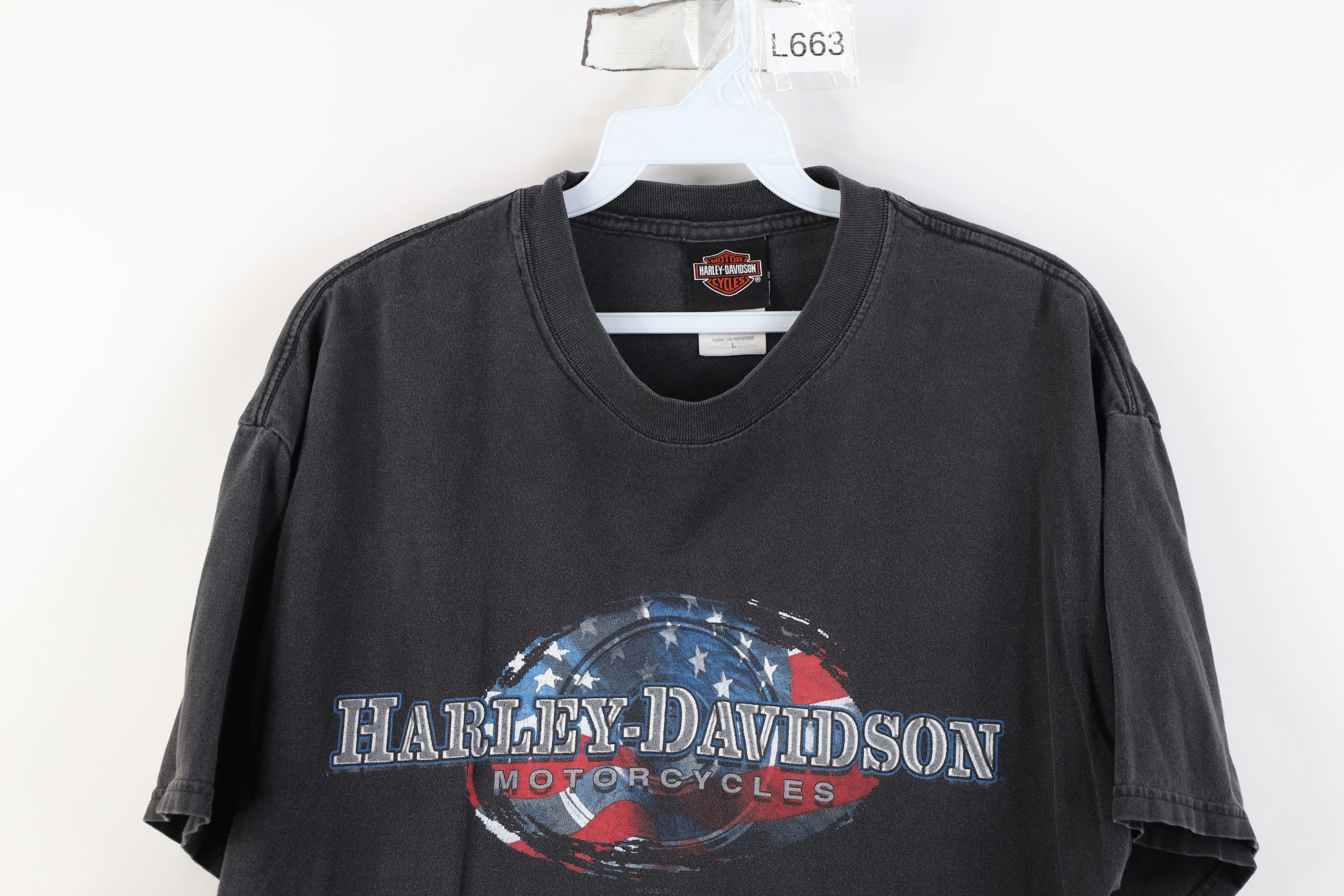 Harley Davidson Vintage Y2K Harley Davidson USA Flag Stencil T-Shirt USA Size US L / EU 52-54 / 3 - 2 Thumbnail