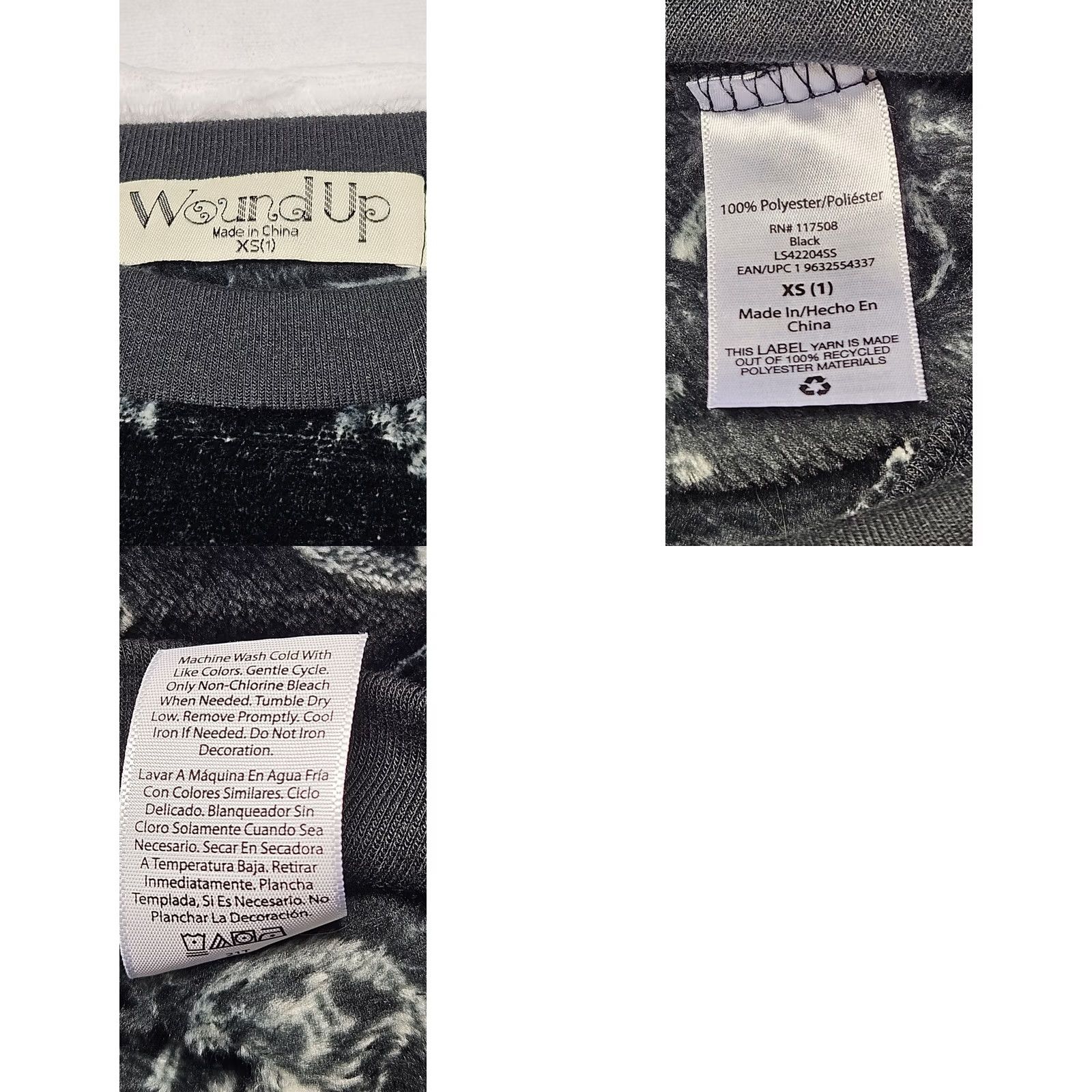 Vintage Women’s XS Black Velvet Sweatshirt Moon Stars Celestial Print Crew Neck Pullover Wound Up Women Regular Black Velvet Stars Moon Sun Size XS / US 0-2 / IT 36-38 - 8 Thumbnail