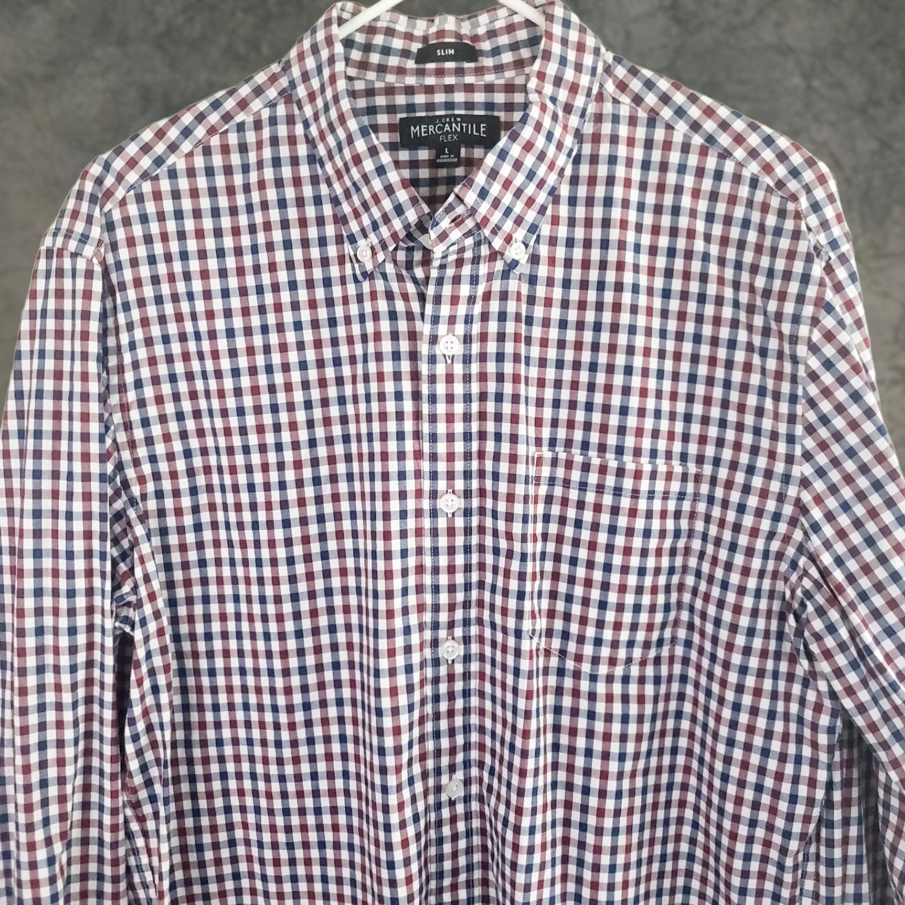 J.Crew J.CREW Mercantile Flex Slim Fit Shirt L Red White Blue Check Long Sleeve Button-Up Mens Size US L / EU 52-54 / 3 - 1 Thumbnail
