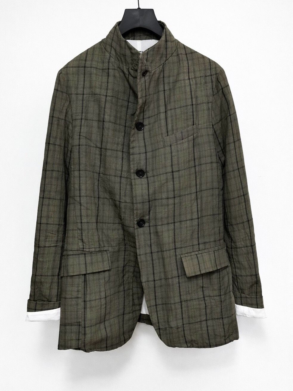 Bergfabel gray green checked linen blazer Size US M / EU 48-50 / 2 - 1 Thumbnail