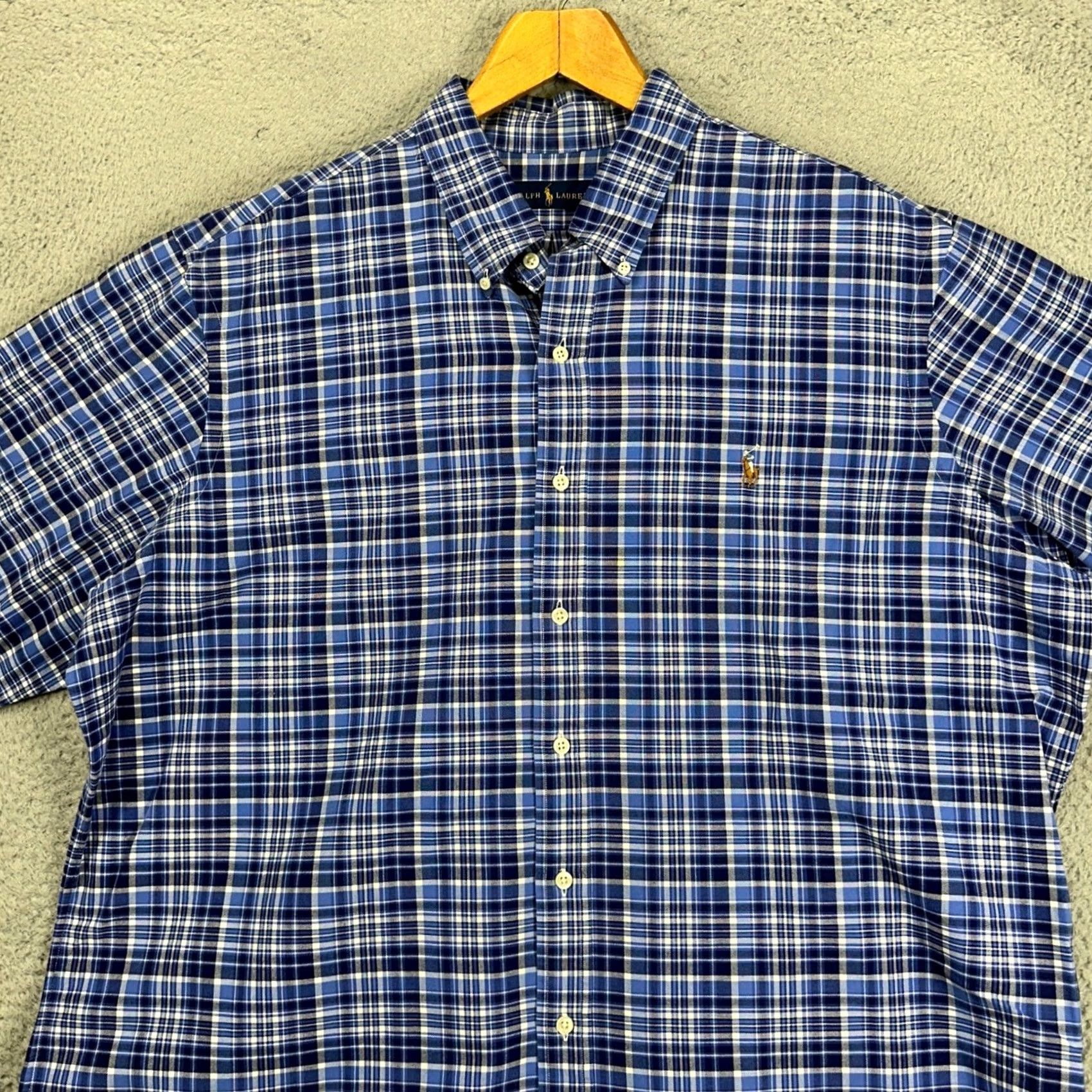 Ralph Lauren Ralph Lauren Button Down Shirt Mens 2XL Blue White Plaid Long Sleeve Pony Shirt Size US XXL / EU 58 / 5 - 2 Thumbnail