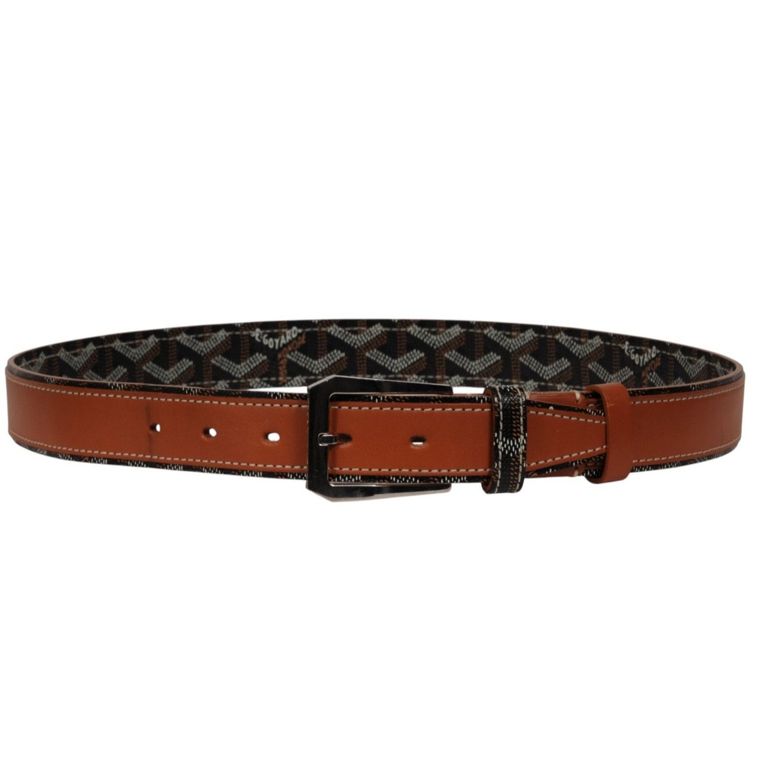 Goyard Fregate Belt 95 33 34 Black Brown Leather Goyardine - 02611 Size 34 - 21 Thumbnail