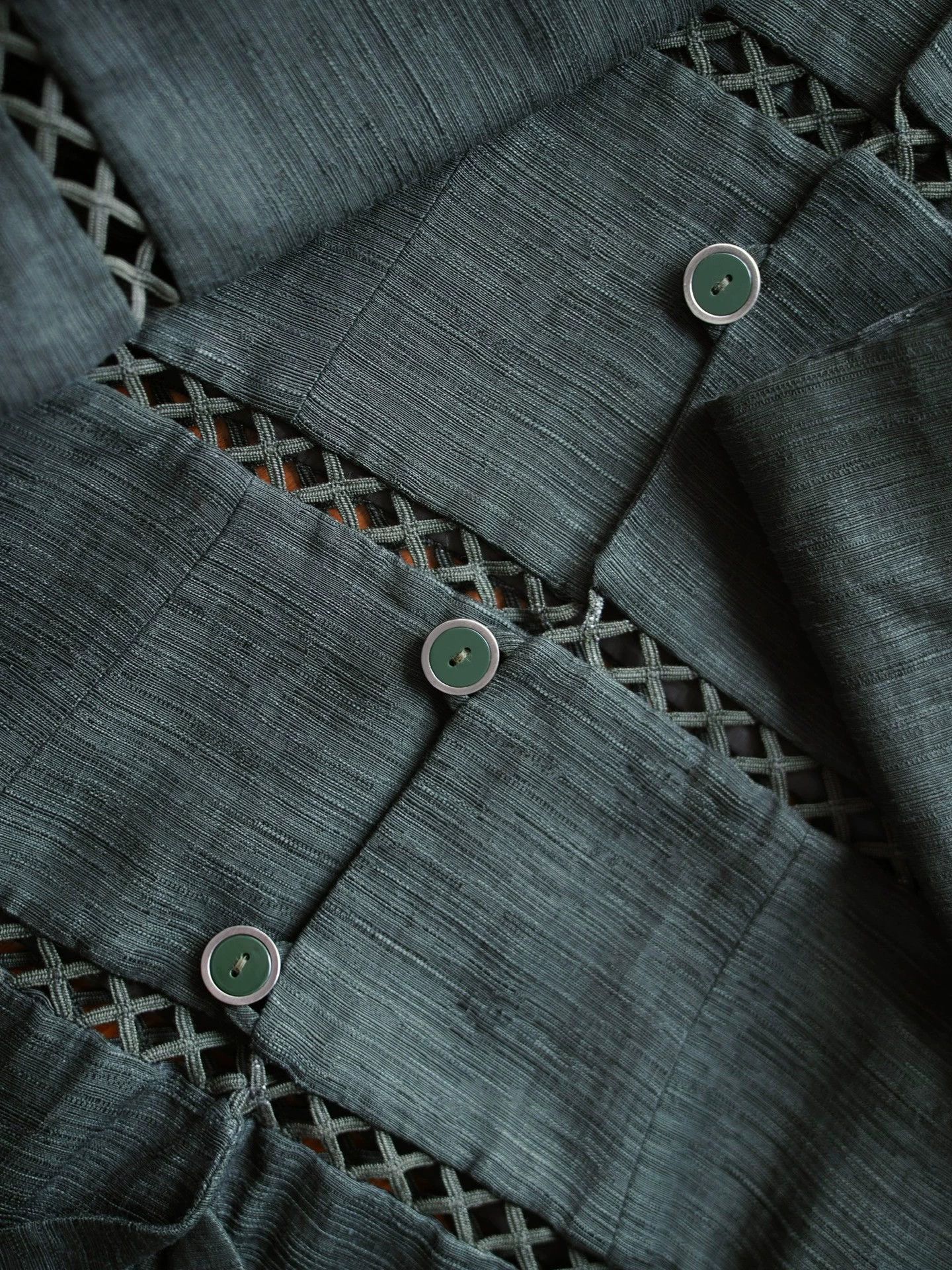 Salvatore Ferragamo Ferragamo Vintage Olive Silk Linen Cutout Blazer Fr36 Size XS / US 0-2 / IT 36-38 - 9 Thumbnail