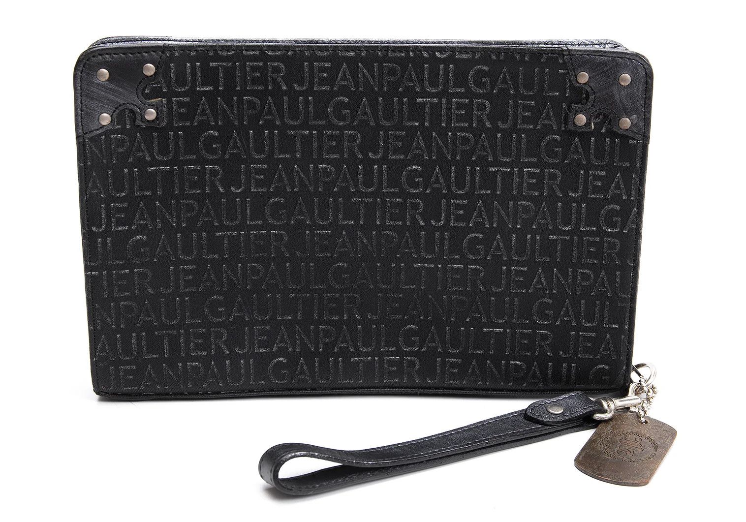 Jean Paul Gaultier Scratch Logo Embossed Clutch Bag in Black Size ONE SIZE - 2 Thumbnail