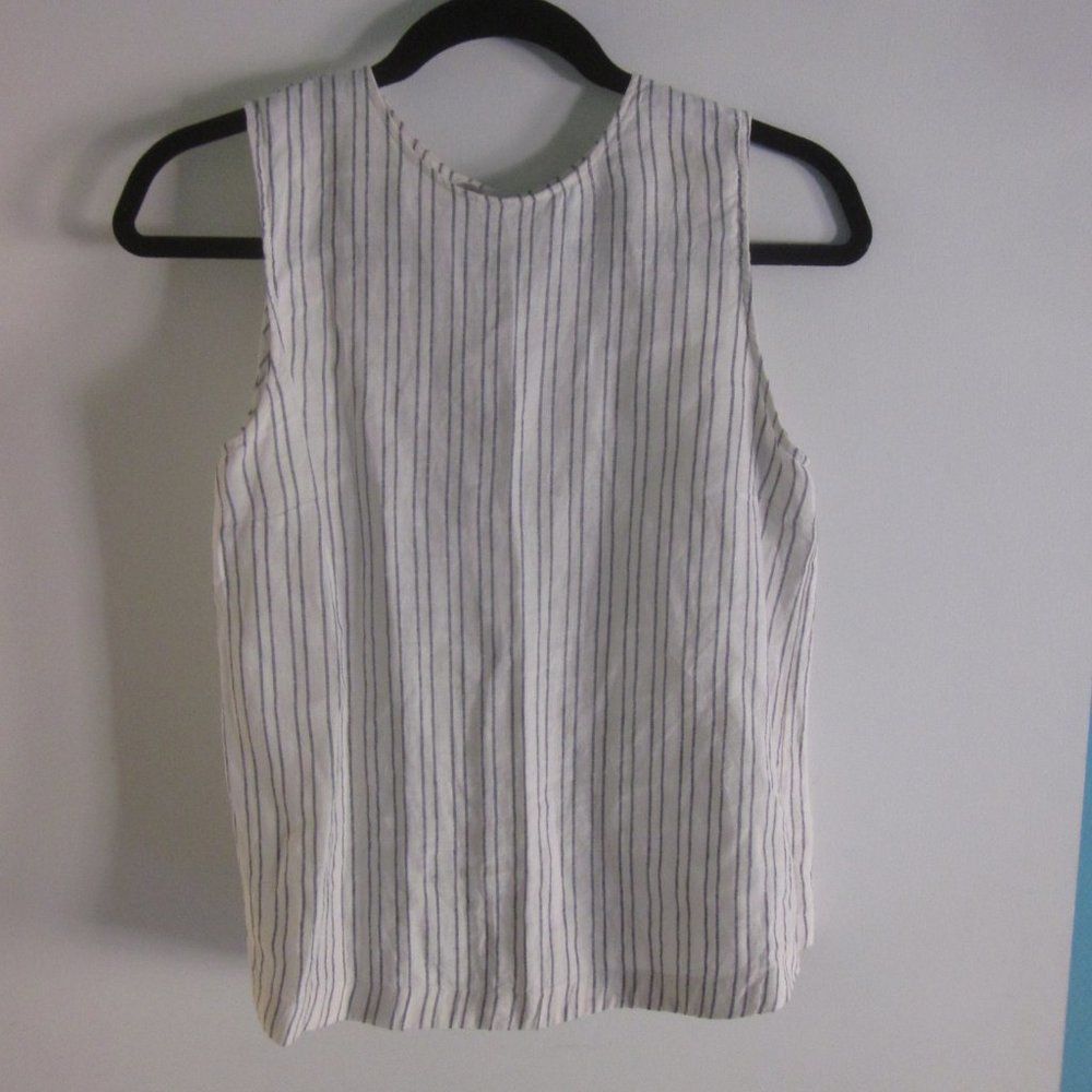 Theory Theory Womens Striped Lace Up Back Linen Tank Size Petite Small Size XS / US 0-2 / IT 36-38 - 6 Thumbnail