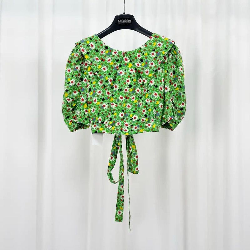 Miu Miu Miu Miu Green Floral Short Sleeve Cardigan 0089 Size S / US 4 / IT 40 - 1 Thumbnail