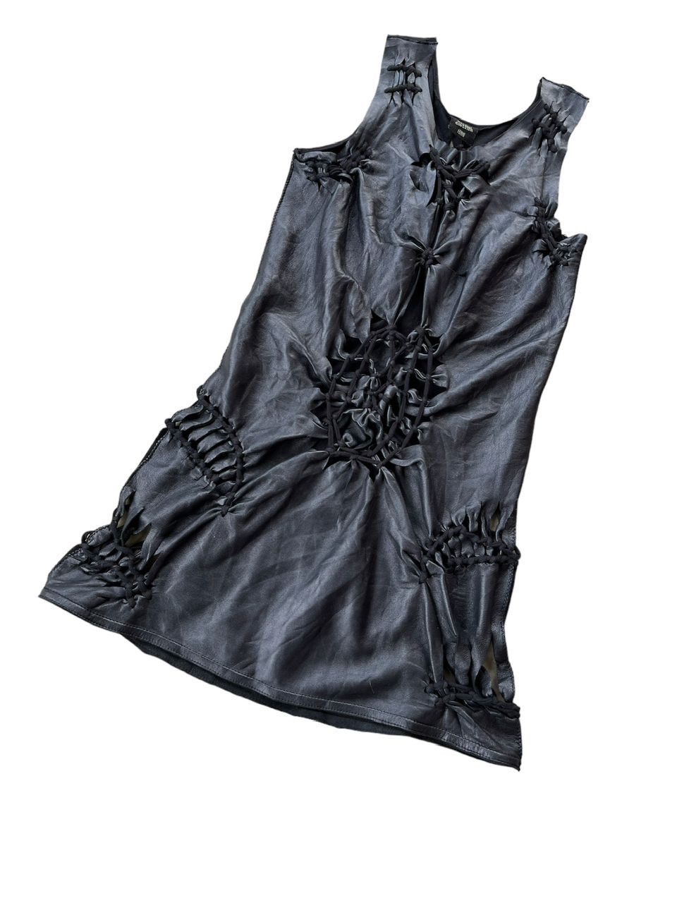 Jean Paul Gaultier Jean Paul Galtier Soleil Leather And Mesh Dress Size ONE SIZE - 2 Thumbnail